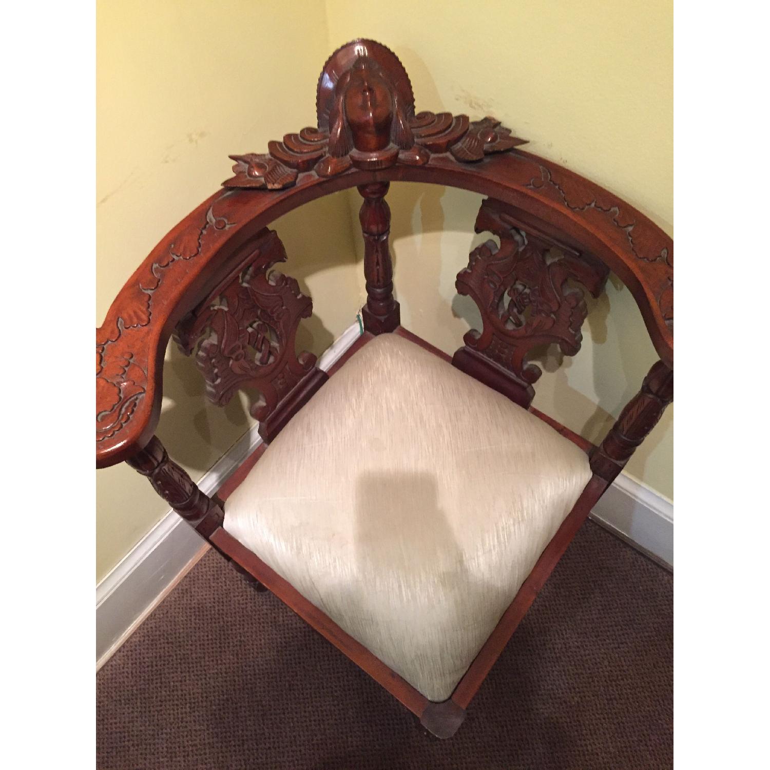 Vintage Wooden Carved Corner Chair - image-3