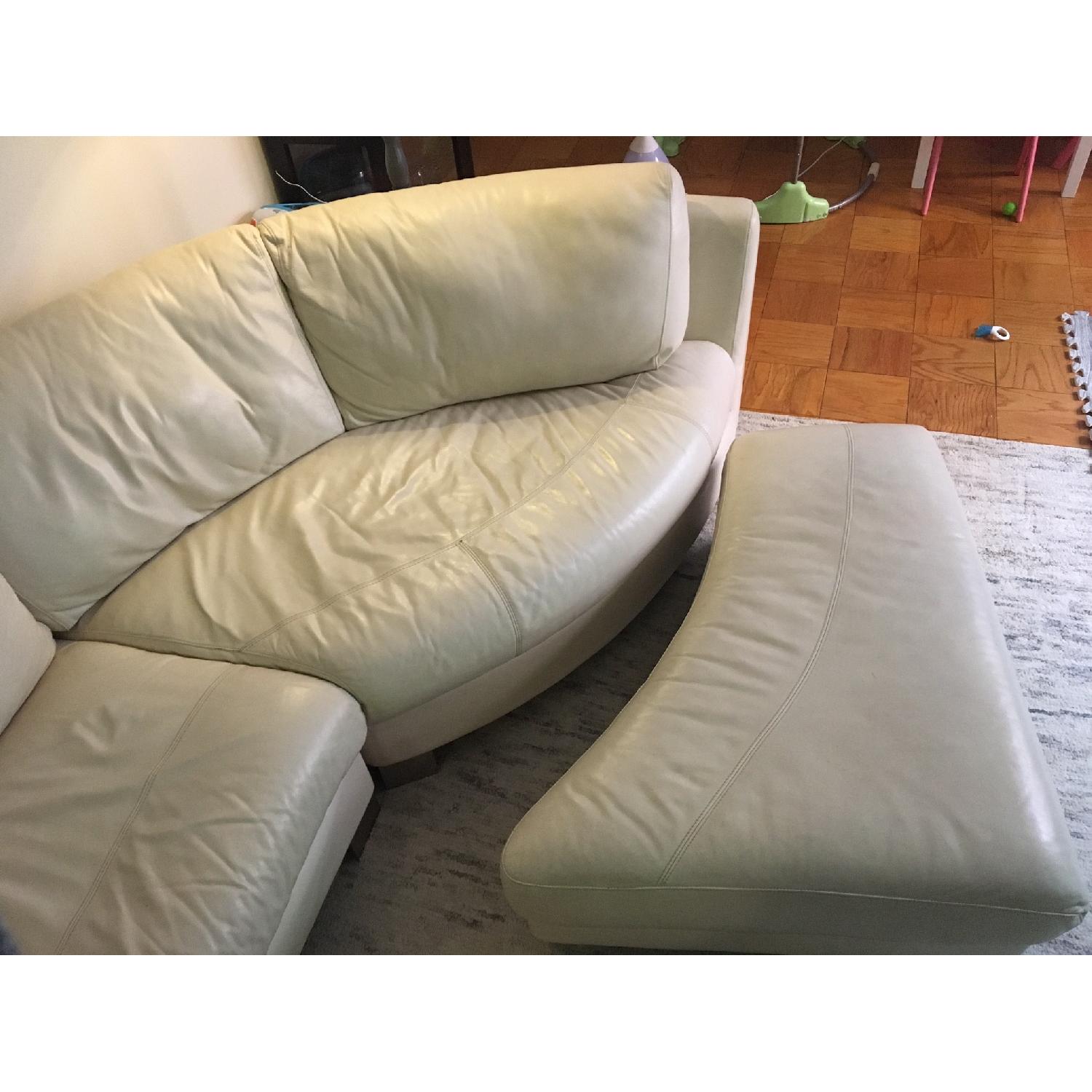 Natuzzi White Leather Sectional Couch - image-3