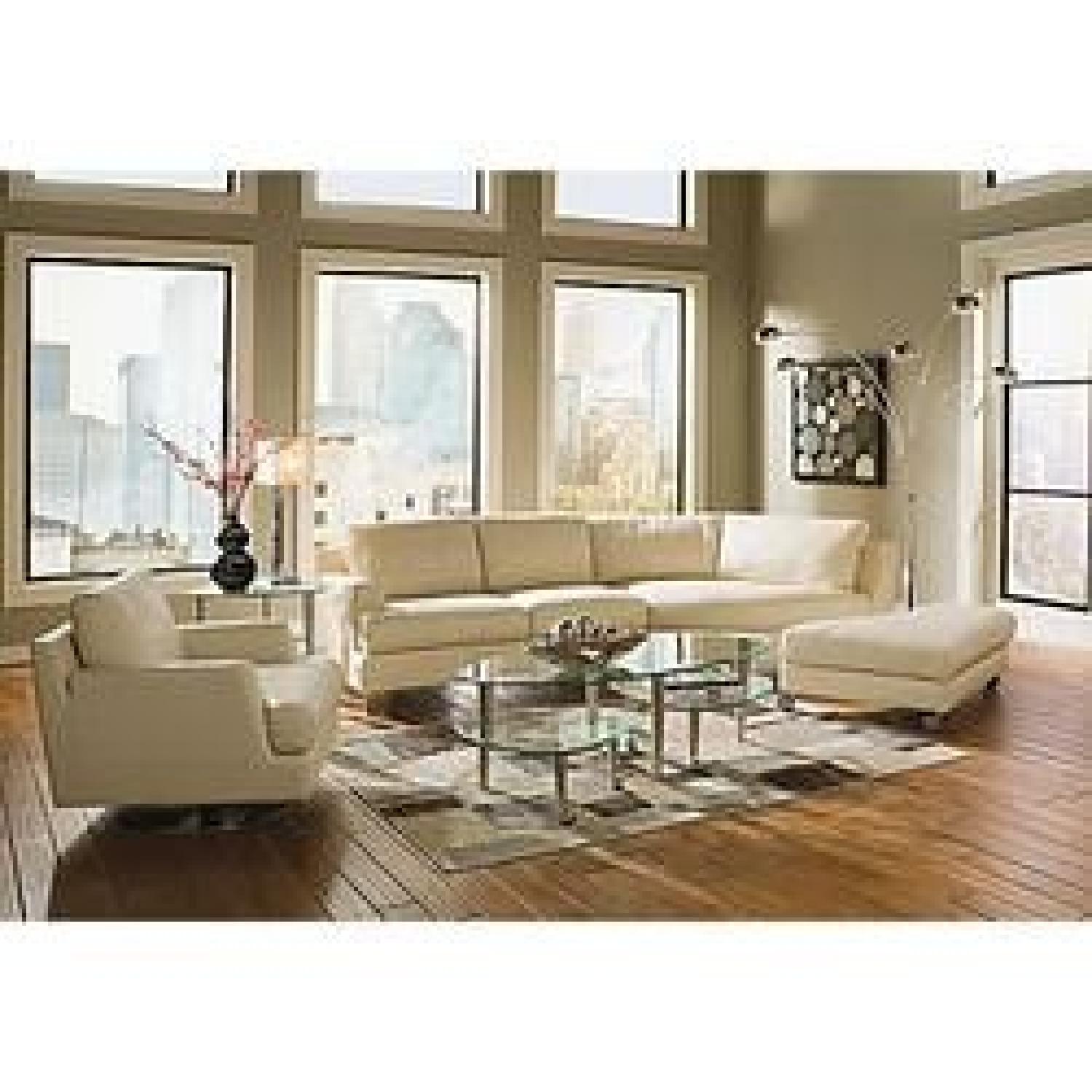 Natuzzi White Leather Sectional Couch - image-4