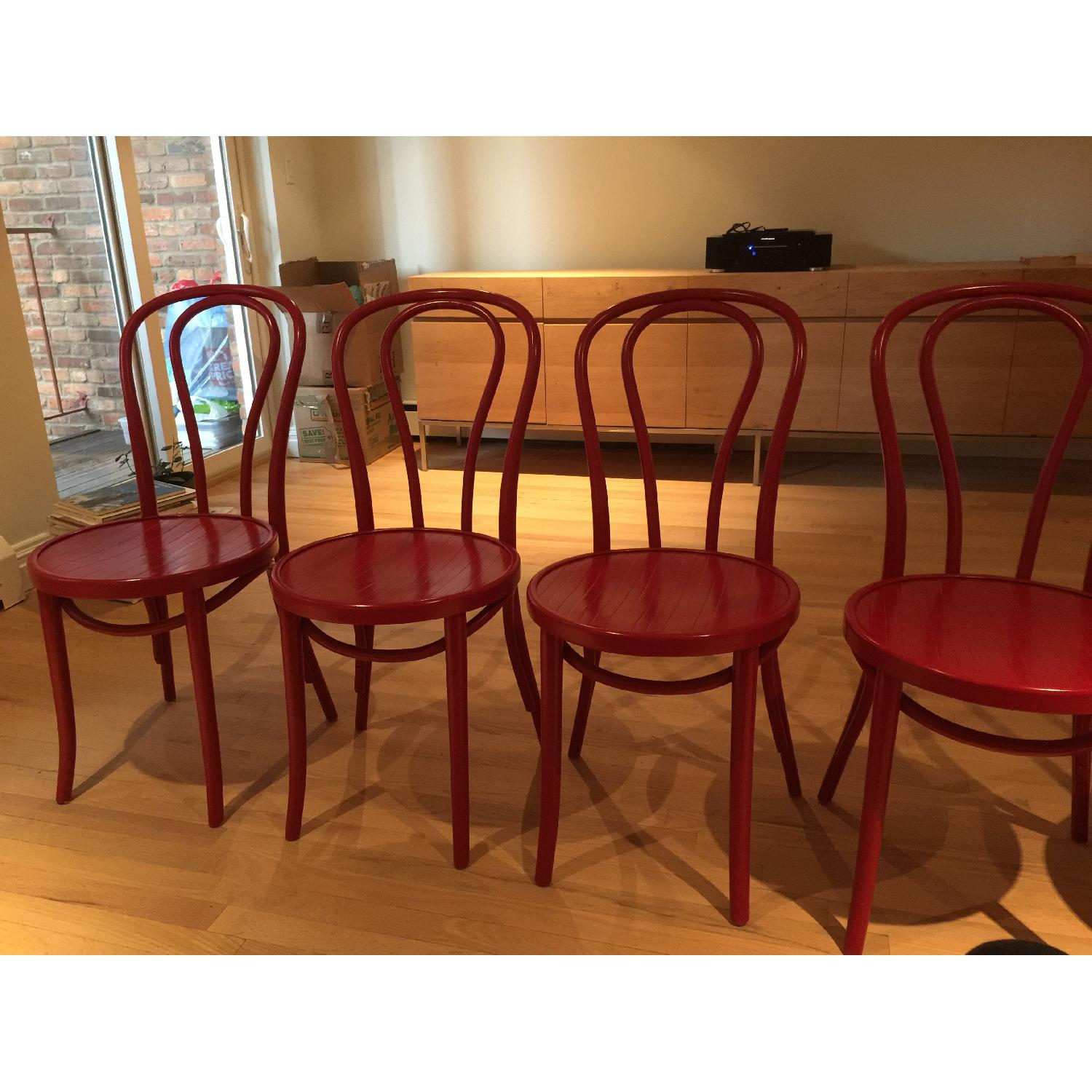 John Lewis Red Wooden Cafe/Dining Chairs - image-1