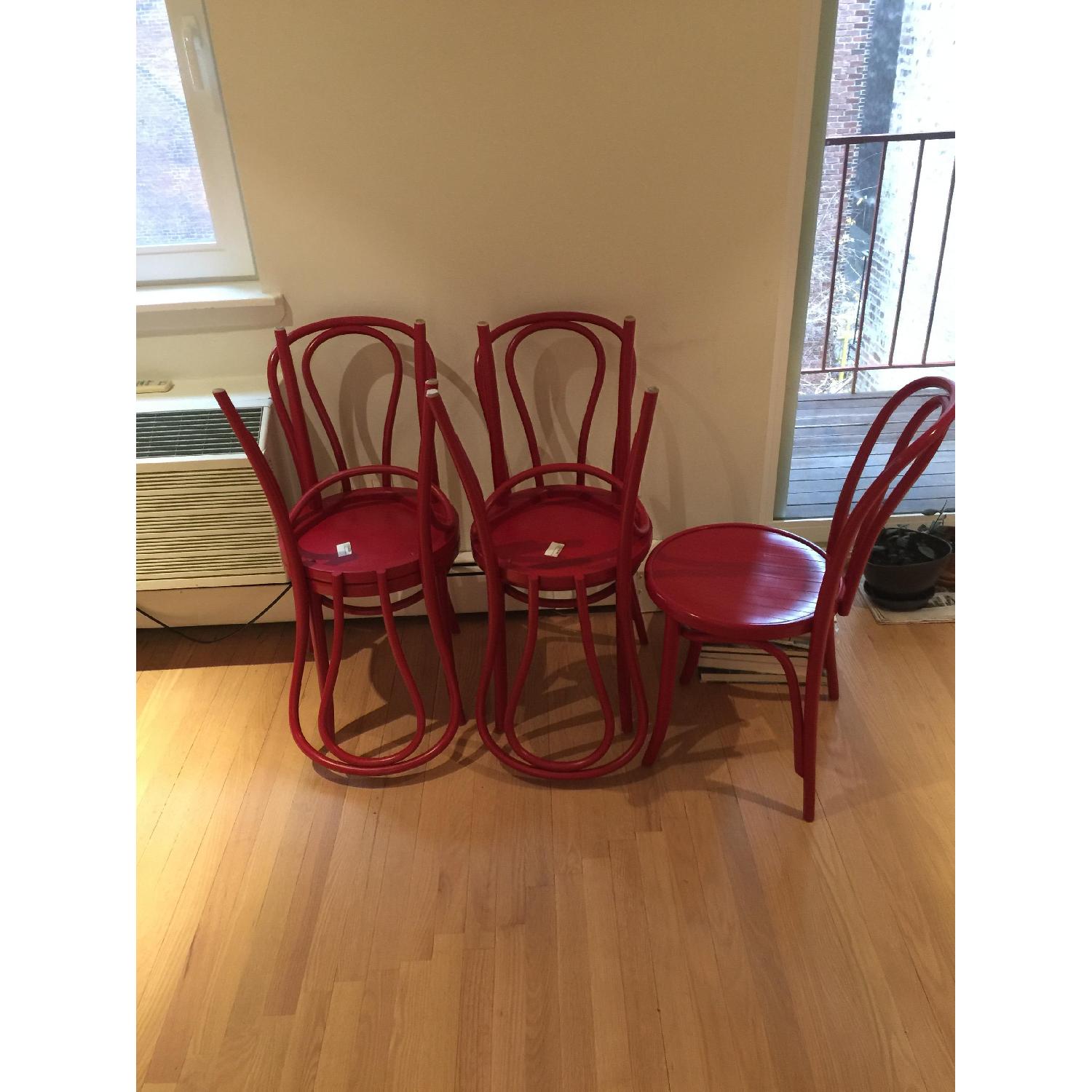 John Lewis Red Wooden Cafe/Dining Chairs - image-2