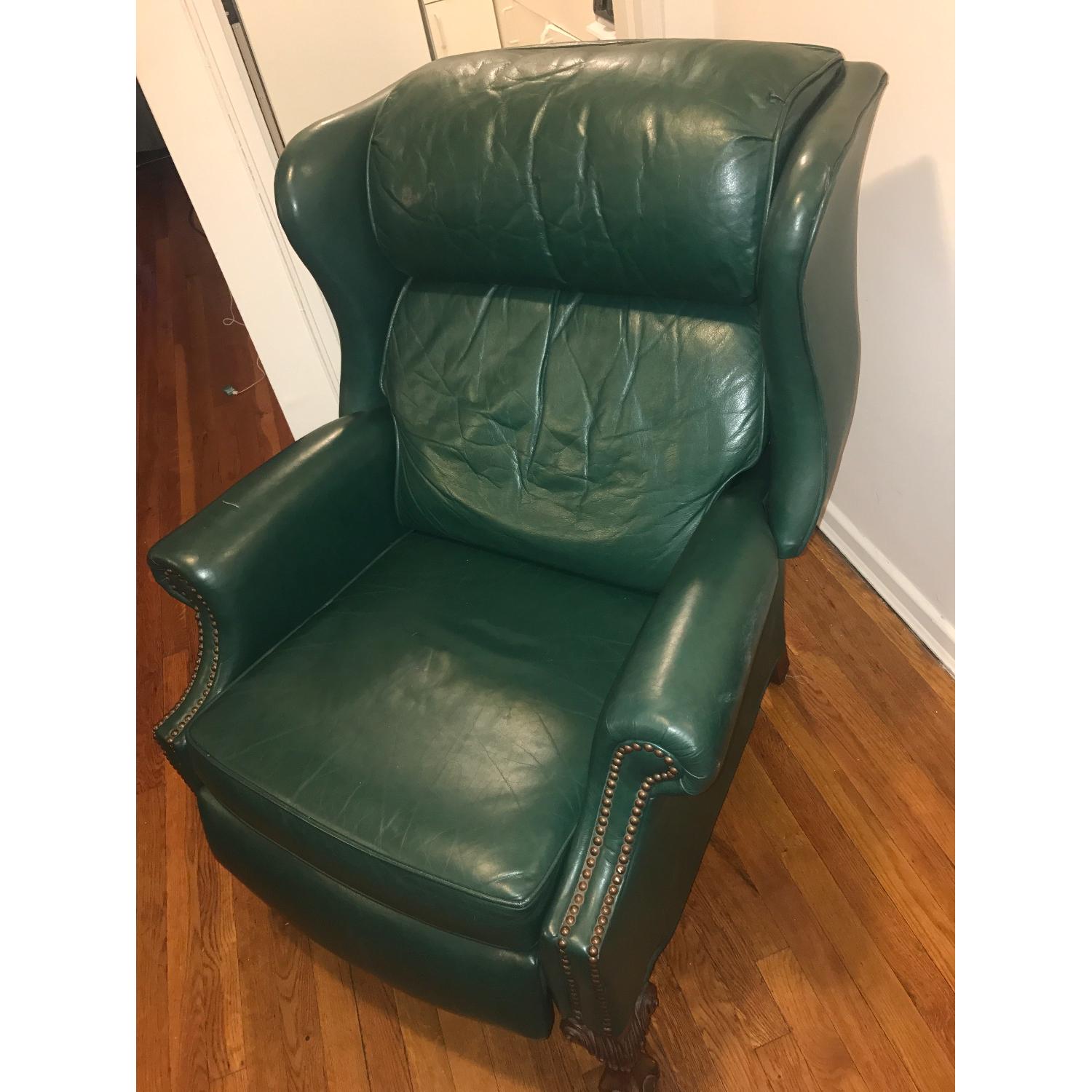 Bradington Young Green Leather Club Chair/Recliner - image-1