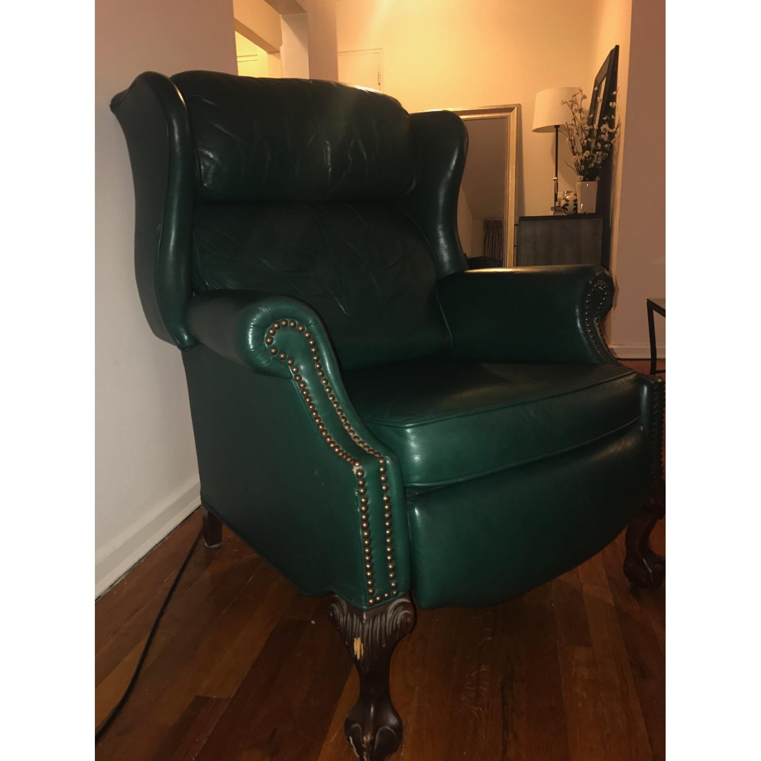 Bradington Young Green Leather Club Chair/Recliner - image-3