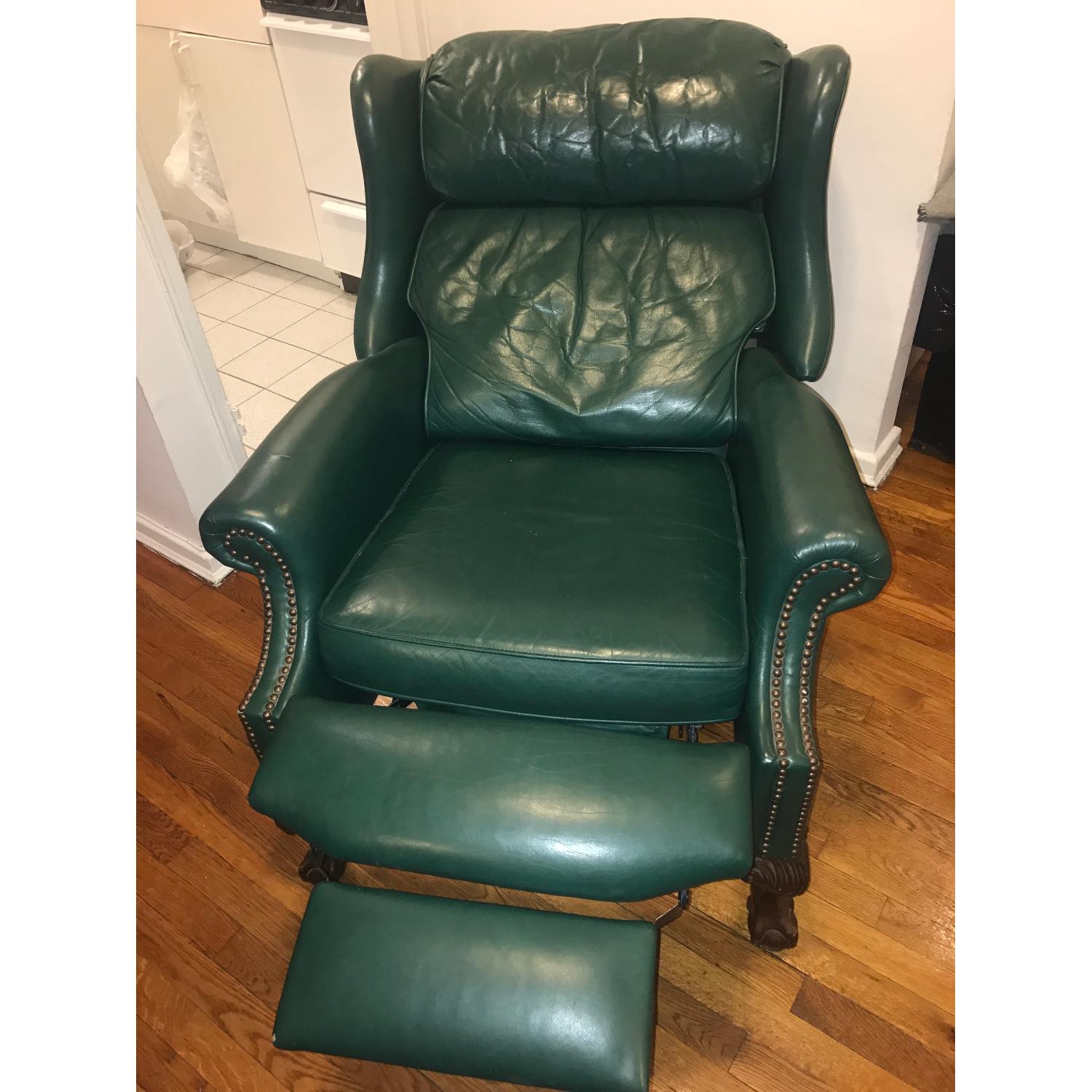 Bradington Young Green Leather Club Chair/Recliner - image-4