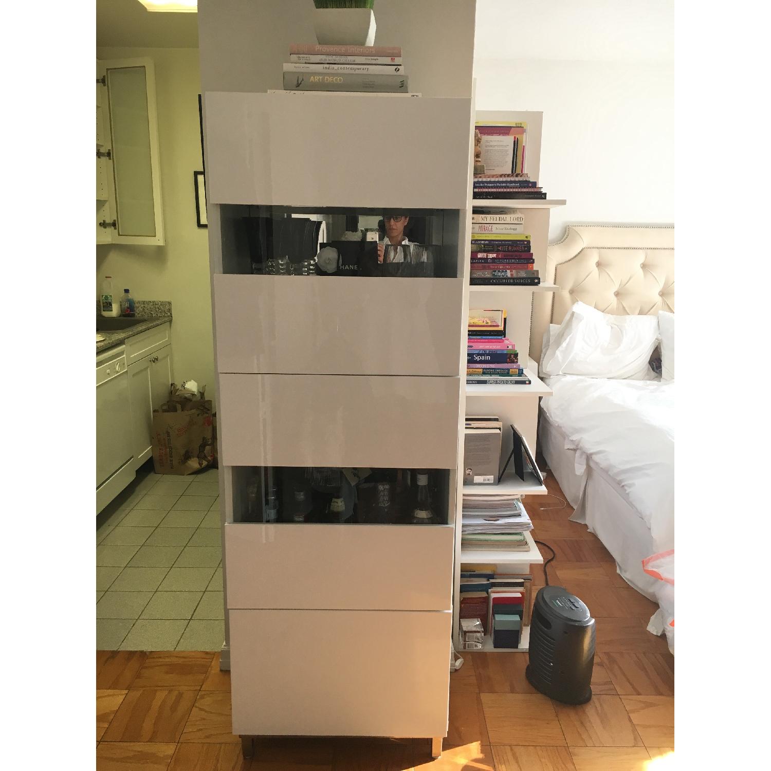 Ikea Besta Custom Made White Laquer & Glass Bar Cabinet - image-1