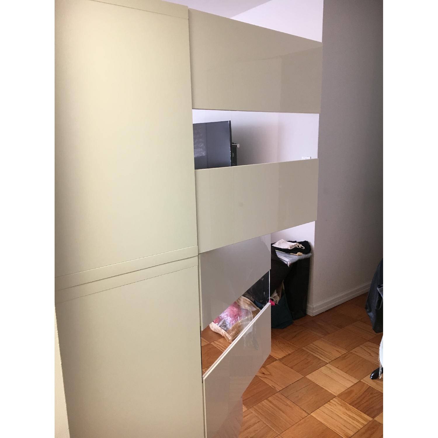 Ikea Besta Custom Made White Laquer & Glass Bar Cabinet - image-3