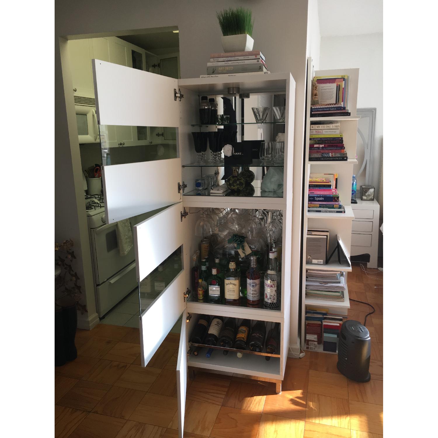 Ikea Besta Custom Made White Laquer & Glass Bar Cabinet - image-4