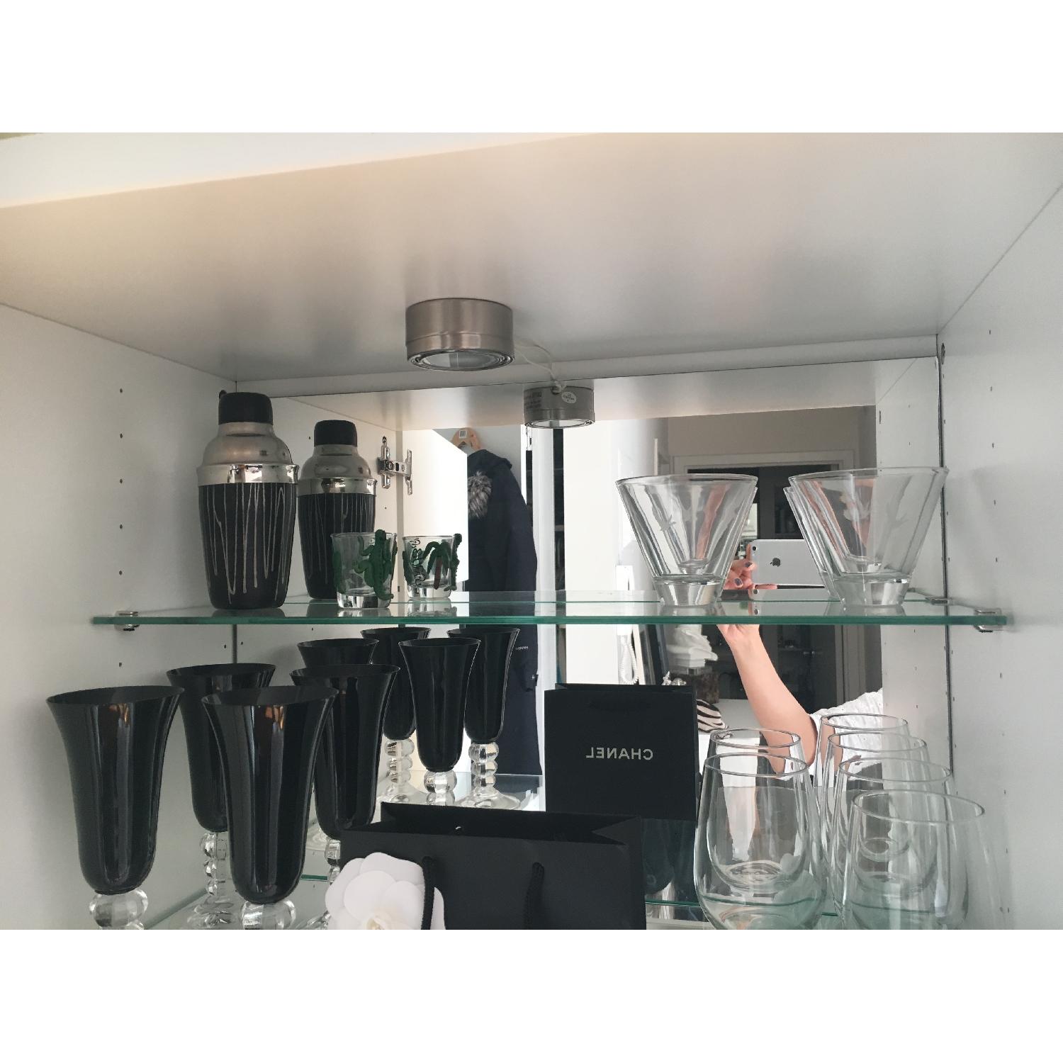 Ikea Besta Custom Made White Laquer & Glass Bar Cabinet - image-5