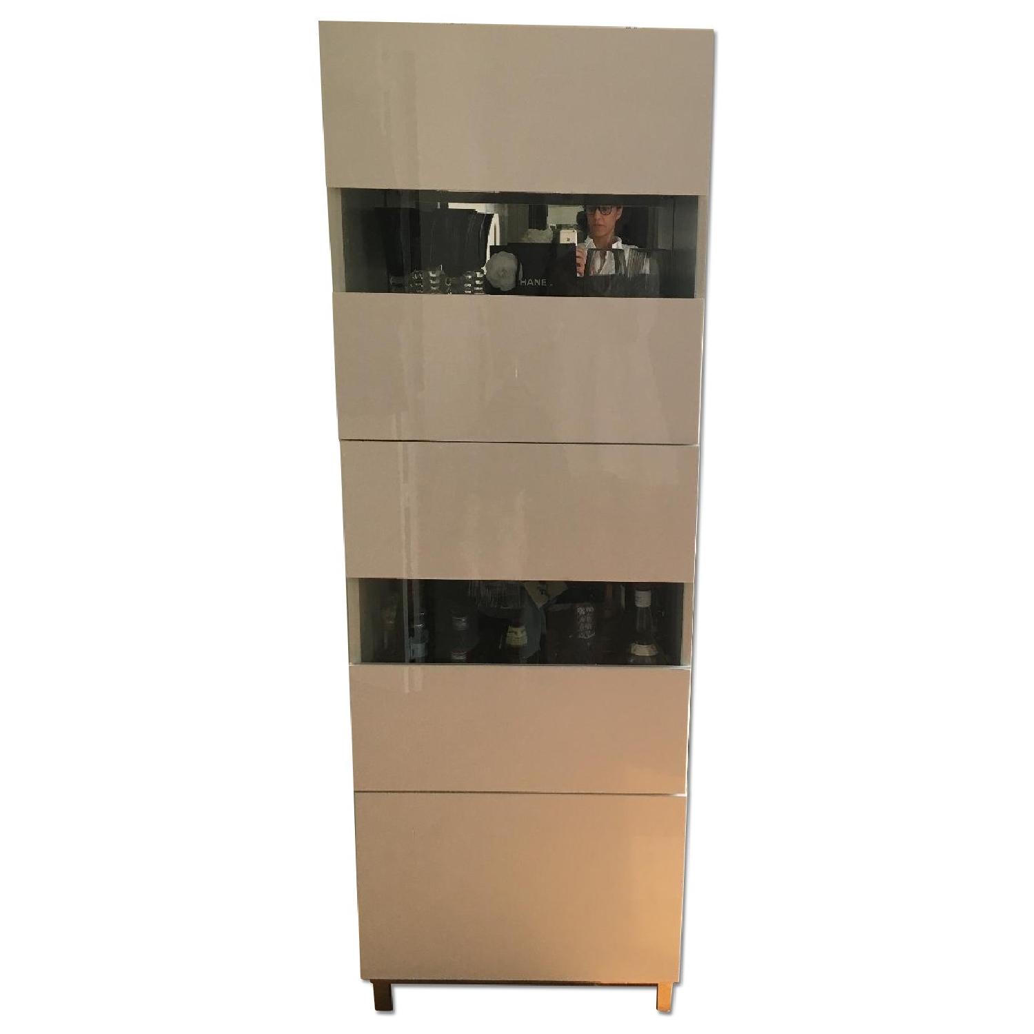 Ikea Besta Custom Made White Laquer & Glass Bar Cabinet - image-6