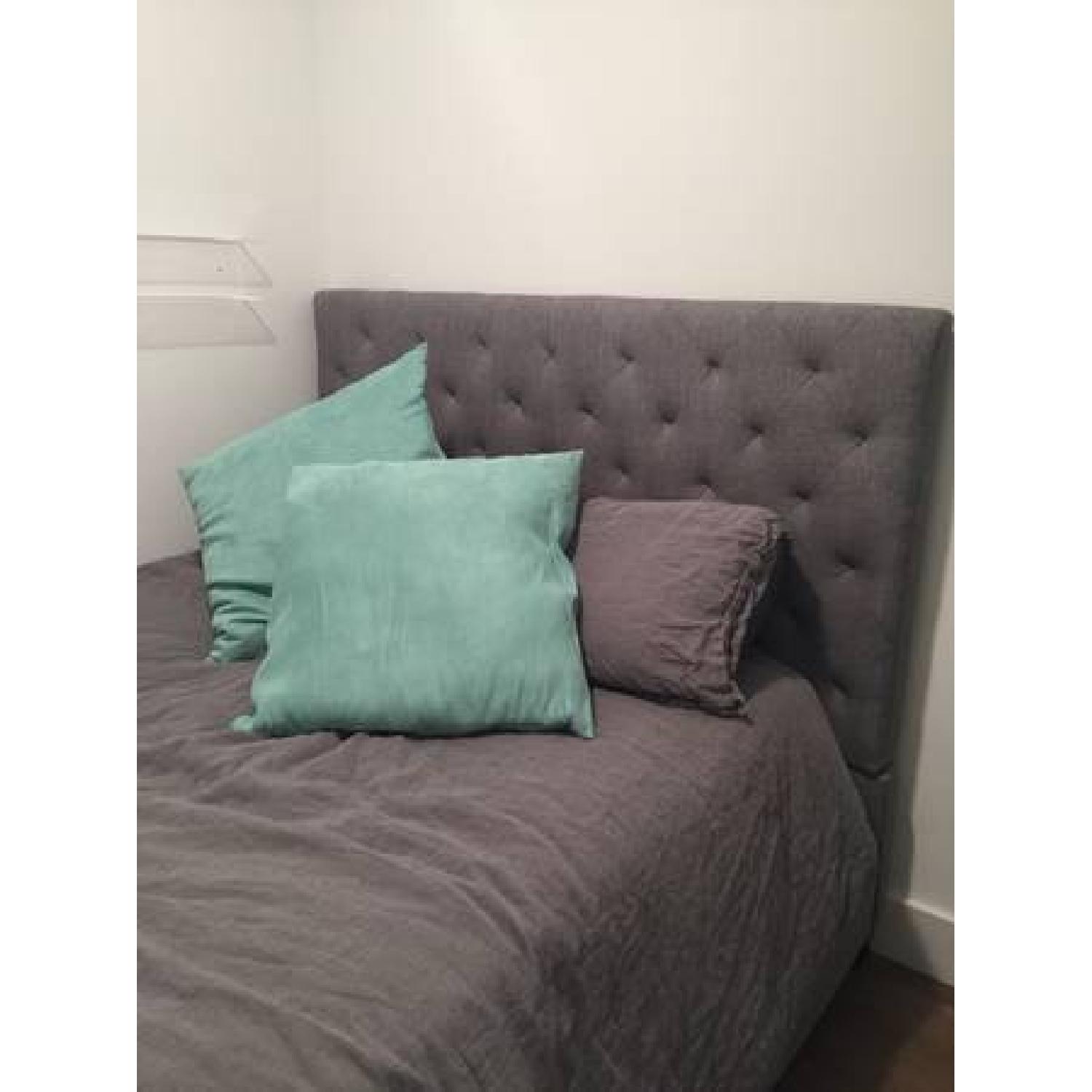 Grey Upholstered Queen Bed - image-1