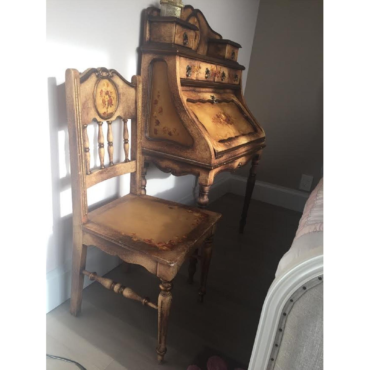 Raquel's Collection Writers Desk/Vanity w/ Handpainted Art - image-1