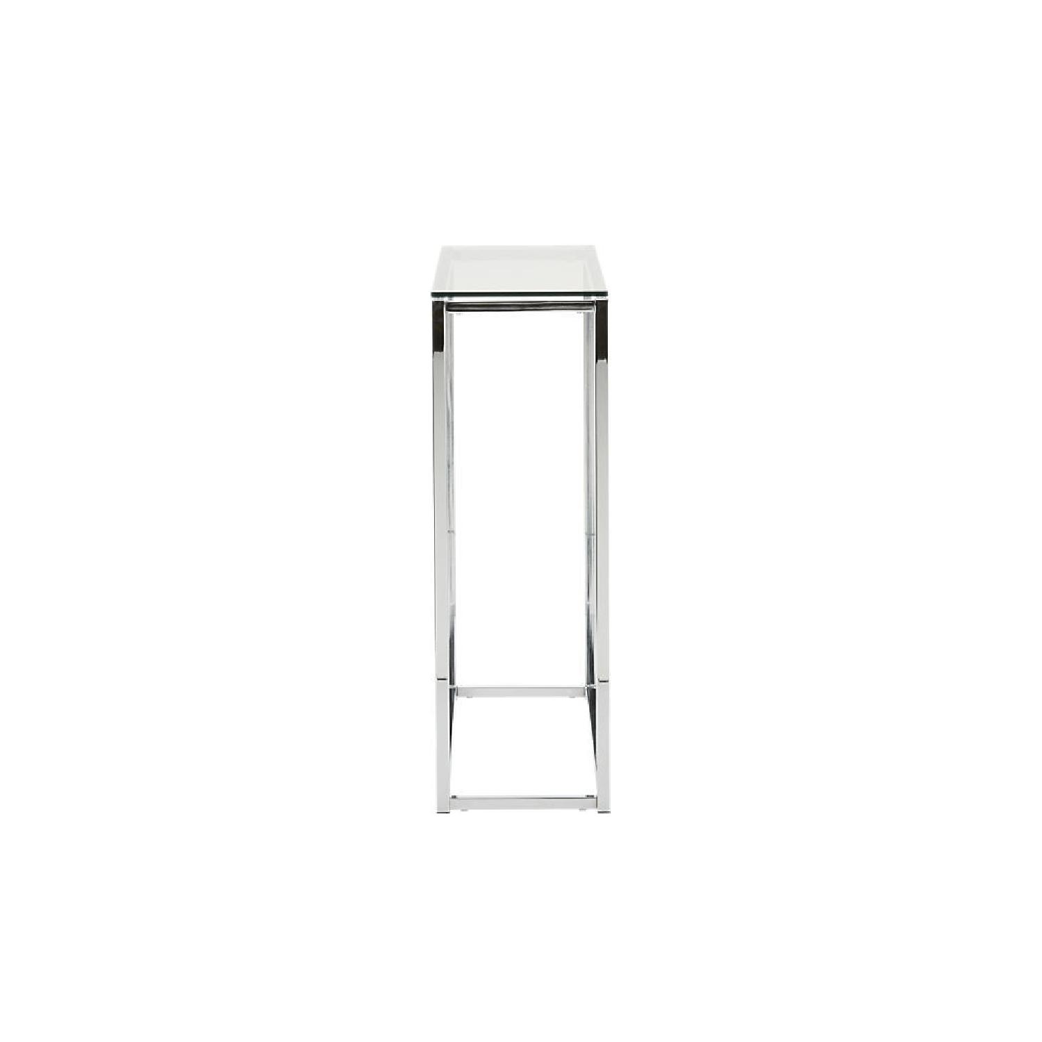 CB2 Glass Top Chrome Console Tables - image-5