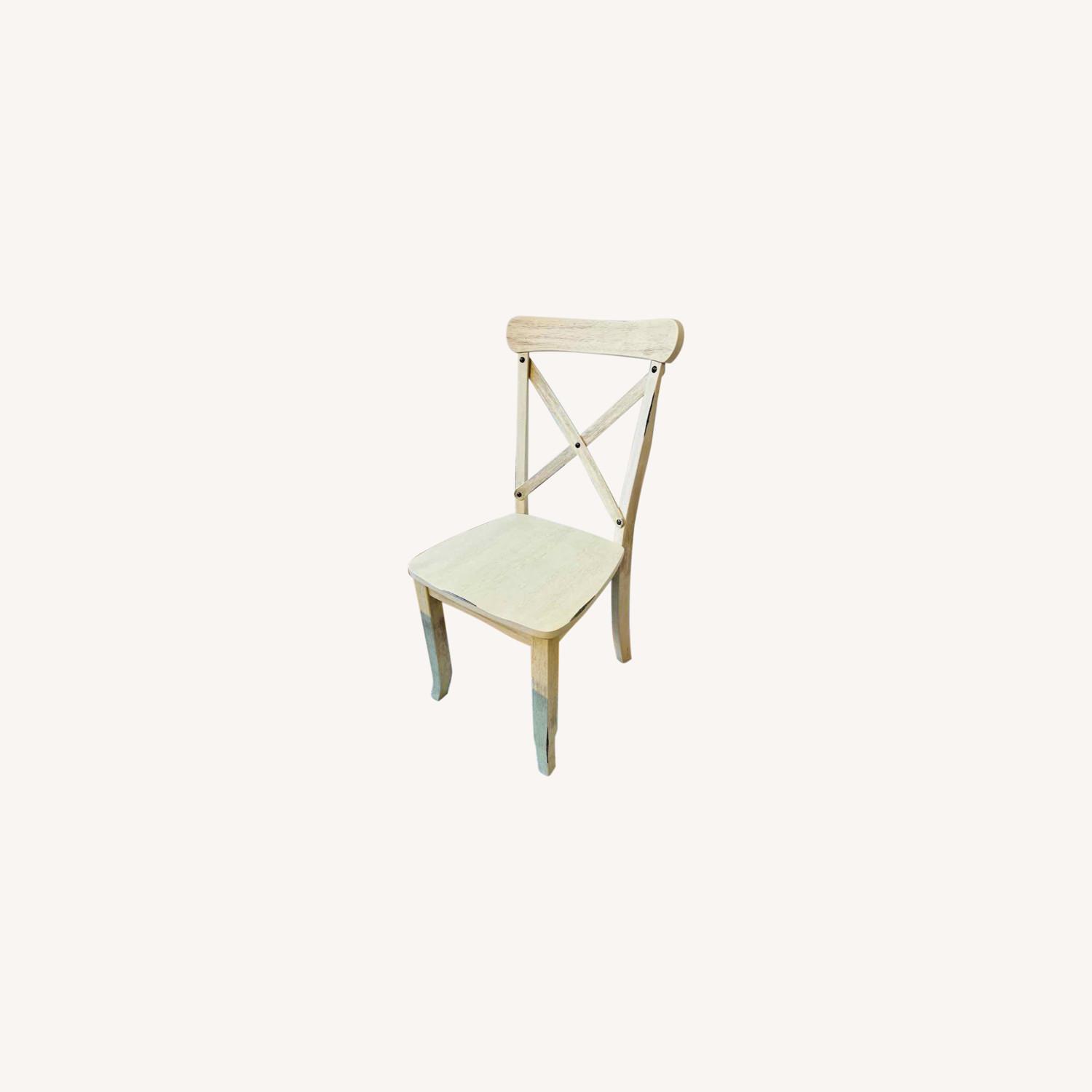 Set of 4 Distressed Dining Chairs in Cream Color AptDeco