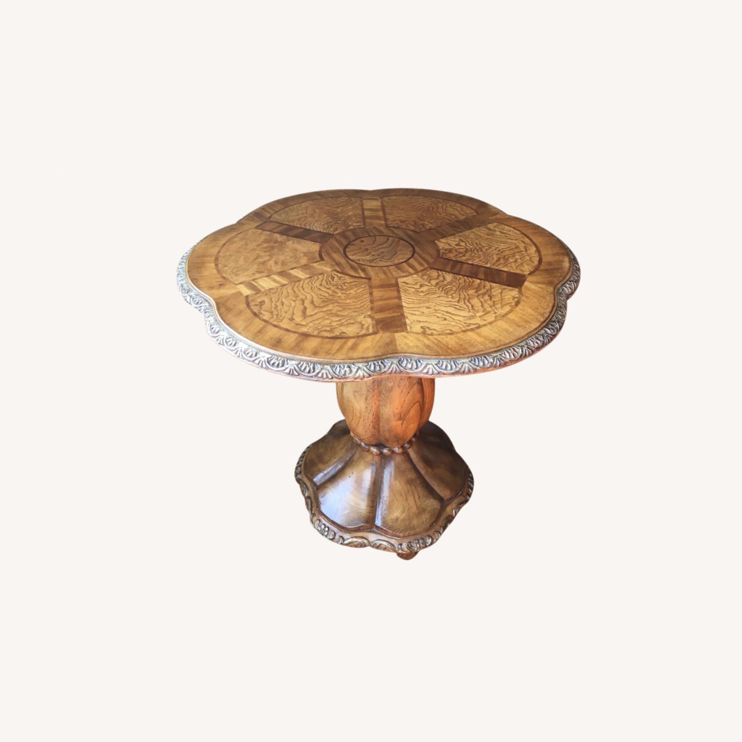 Burled Wood Round Pedestal Side Table AptDeco