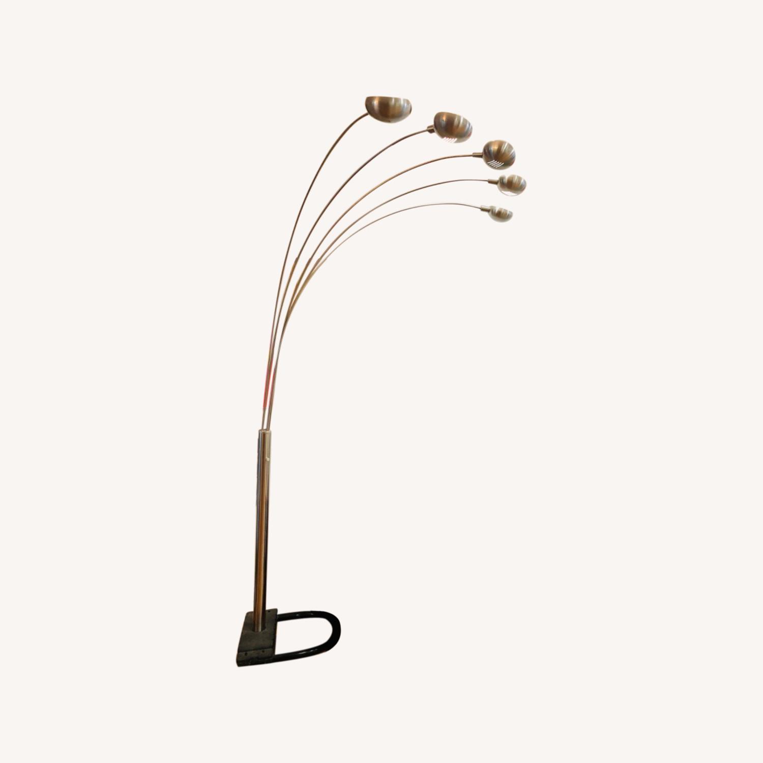 Dimmable Chrome Arc Lamp with 5 Orbs AptDeco