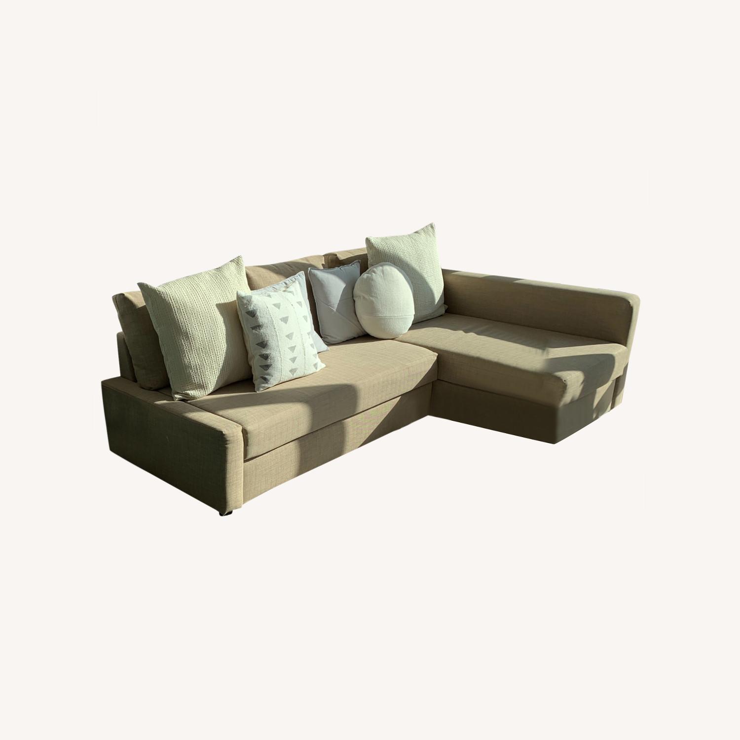IKEA Beige FRIHETEN Sleep Sofa Sectional - image-0