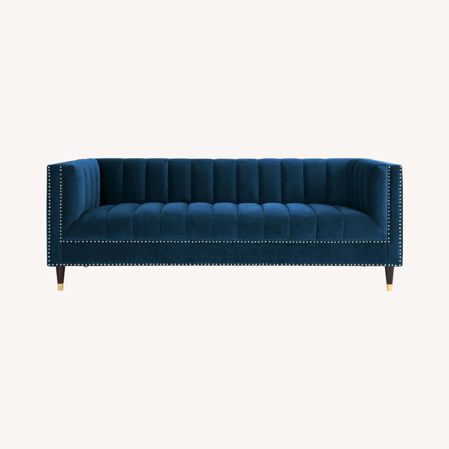 Nicole Miller Blue Tufted Sofa - image-0