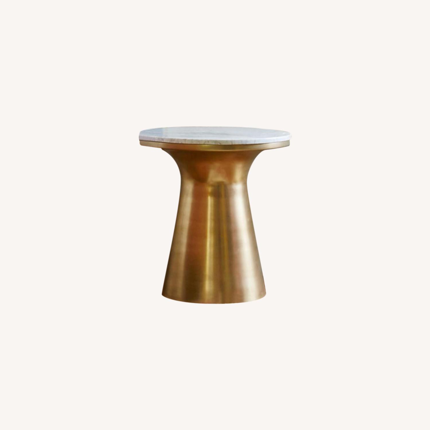 West Elm Marble Topped Pedestal Side Table AptDeco