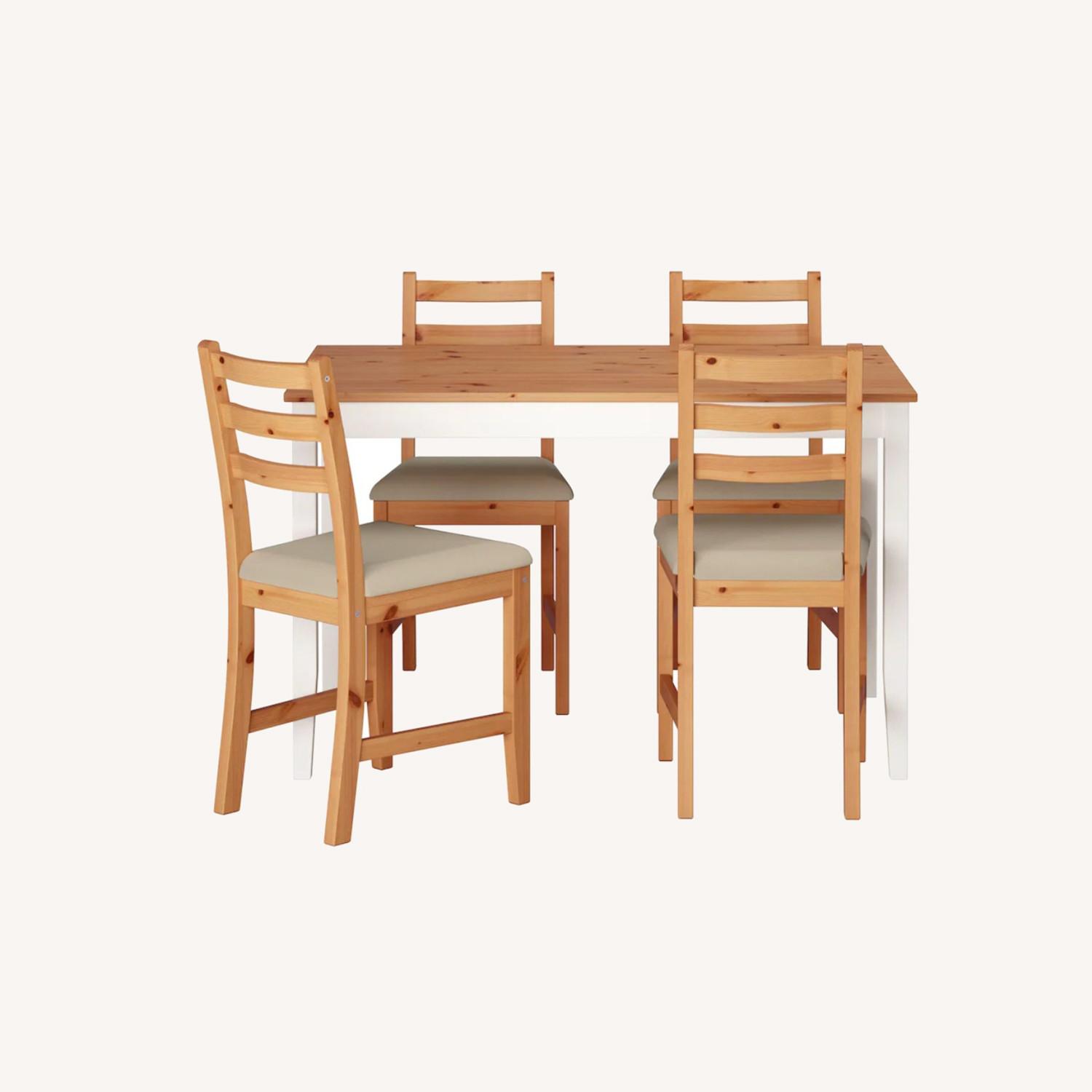 IKEA Table & 4 Chairs, Light Antique White stain/beige AptDeco