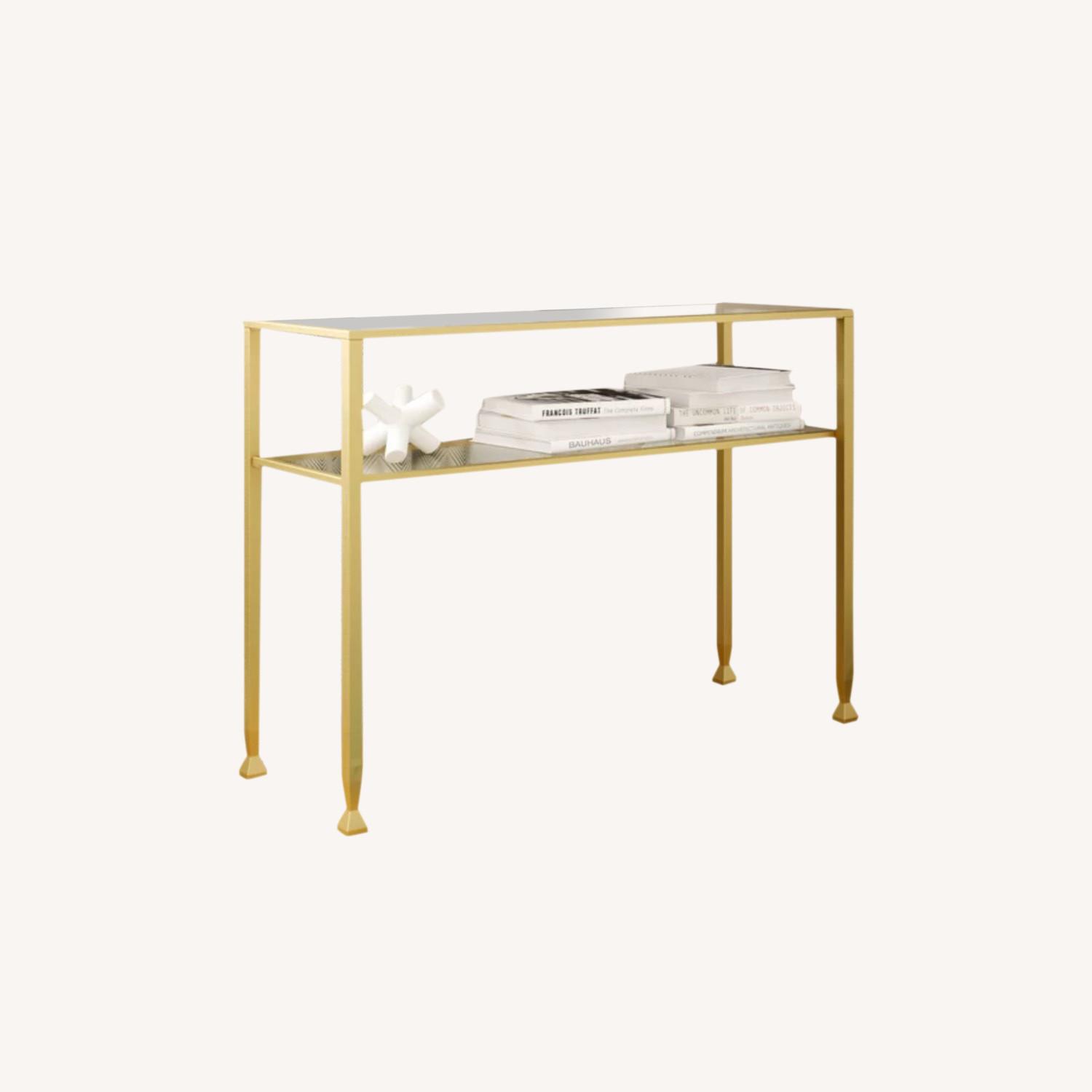 Wayfair Glass Console Table with Gold Legs AptDeco