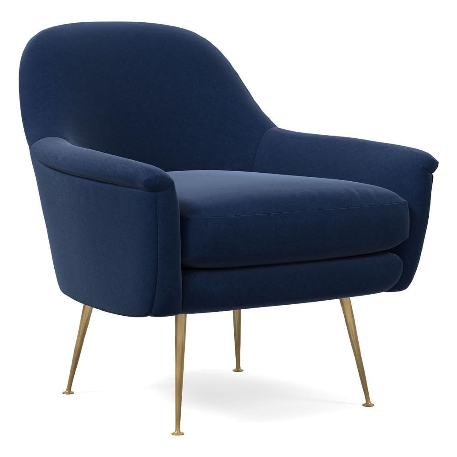 West Elm Blue Accent Chair in Performance Velvet - image-6