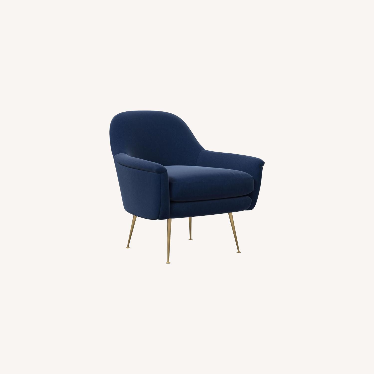 West Elm Blue Accent Chair in Performance Velvet AptDeco