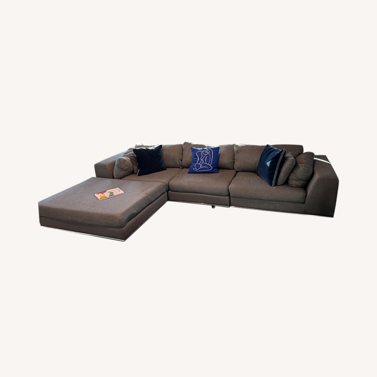 Modloft Perry 3 Seat Sectional Sofa w/Ottoman - image-0