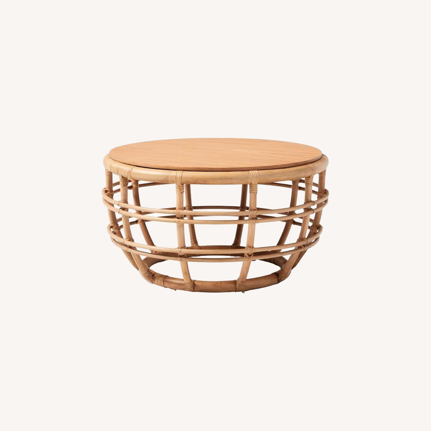 West Elm Savannah Natural Rattan Coffee Table AptDeco