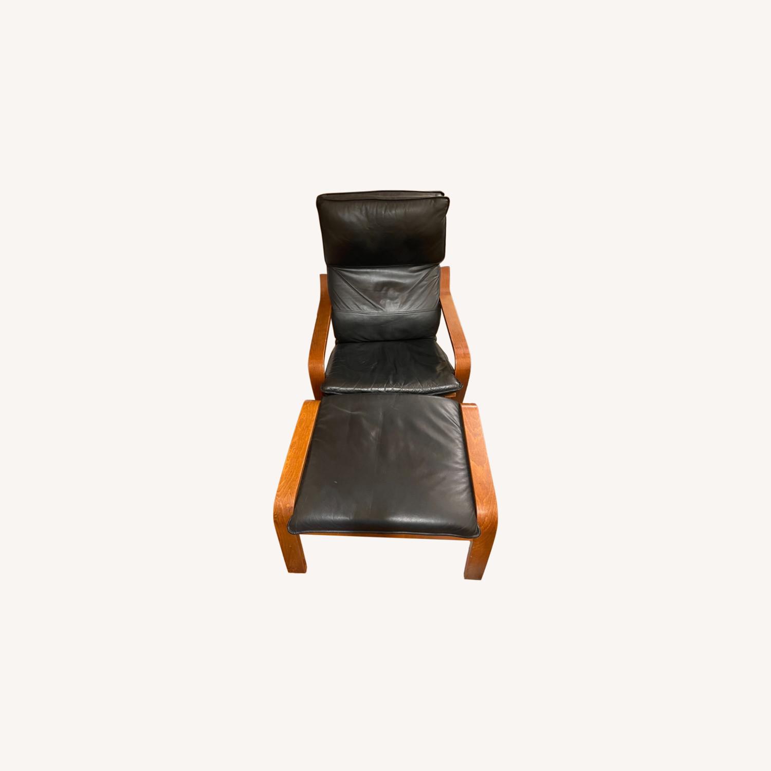 IKEA Leather Armchair and Ottoman AptDeco