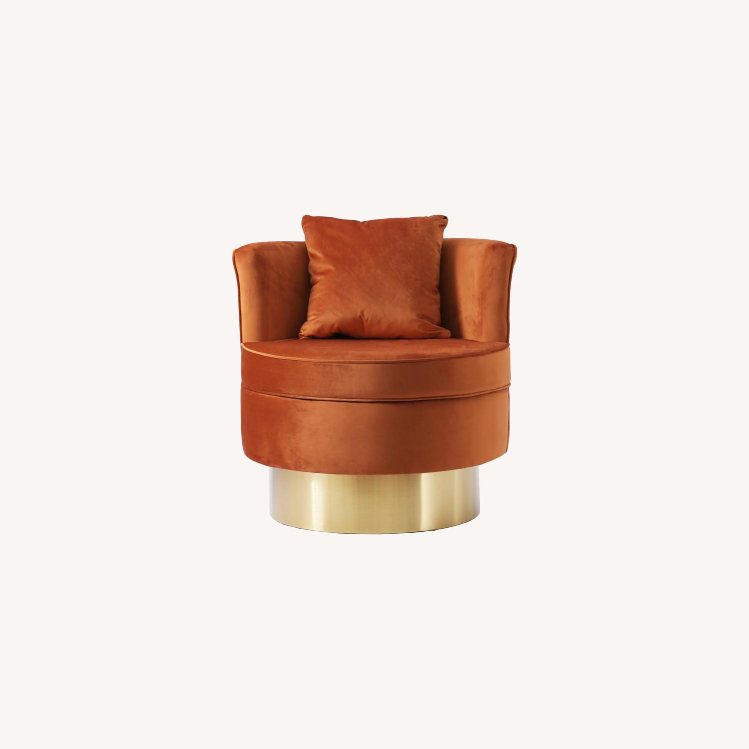 Swivel Accent Chair In Cognac Velvet Upholstery AptDeco