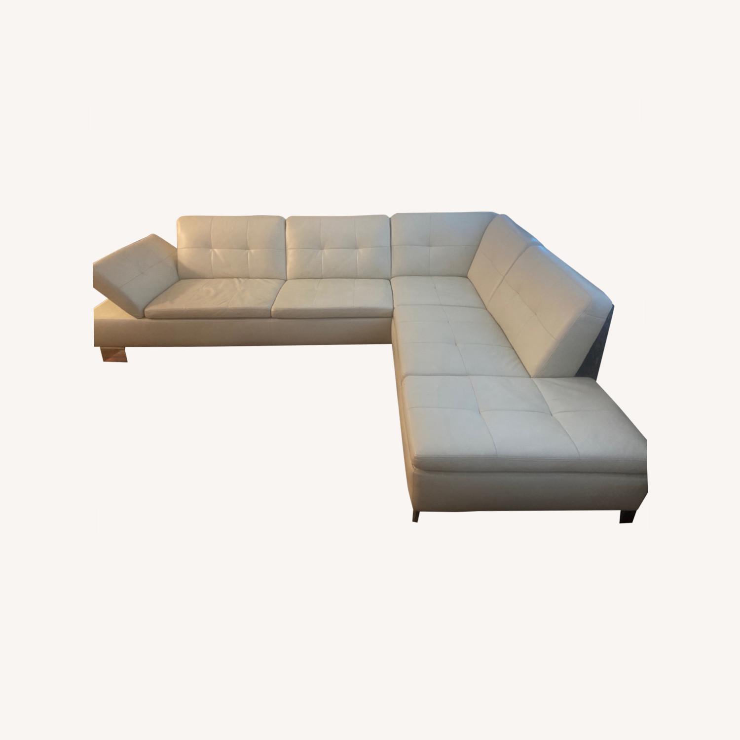 White Leather Schillig Sectional - image-0