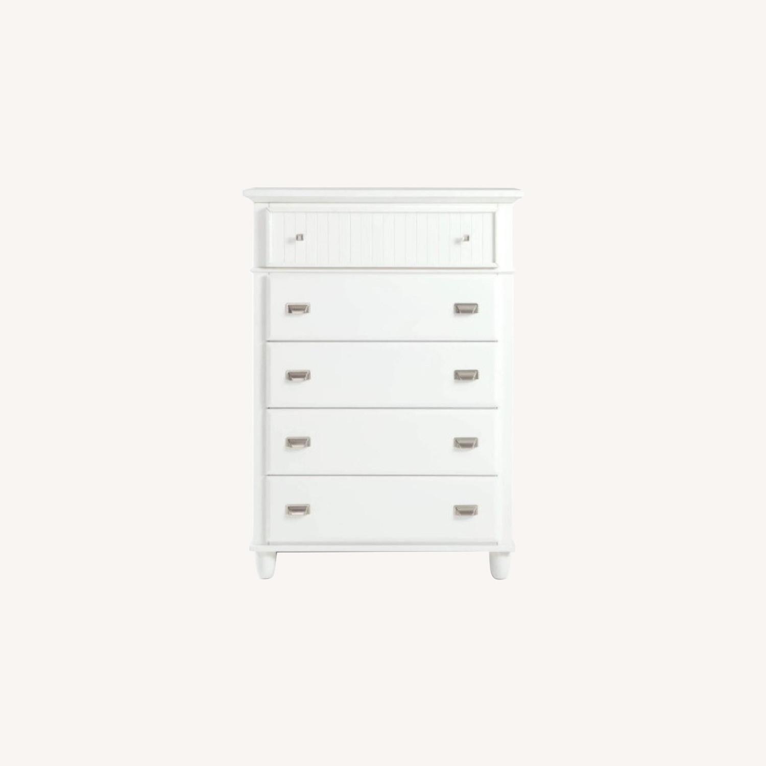 White Lift Top Dresser Chest with 5 Drawers AptDeco