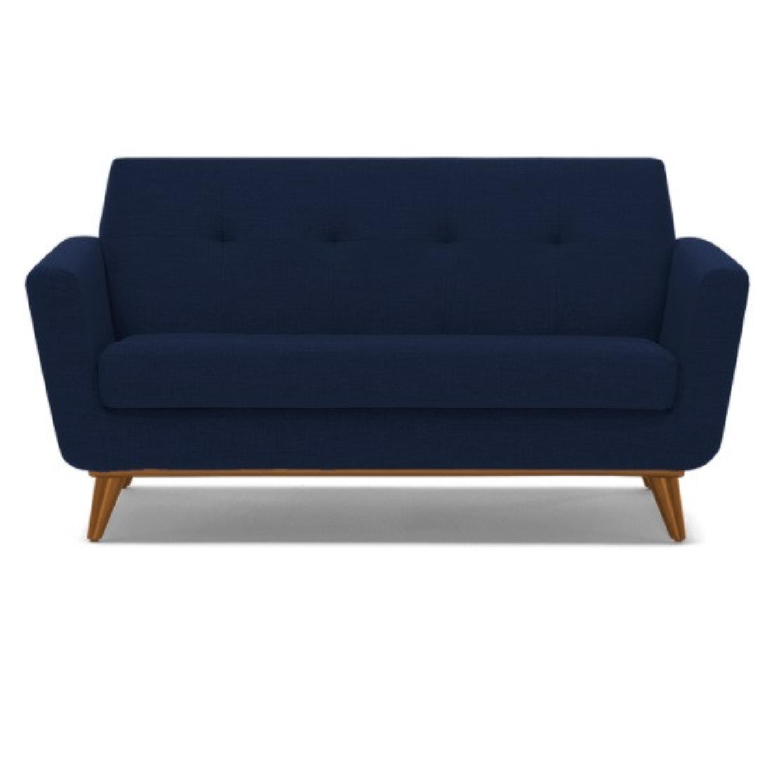 Joybird Blue Velvet Sofa AptDeco