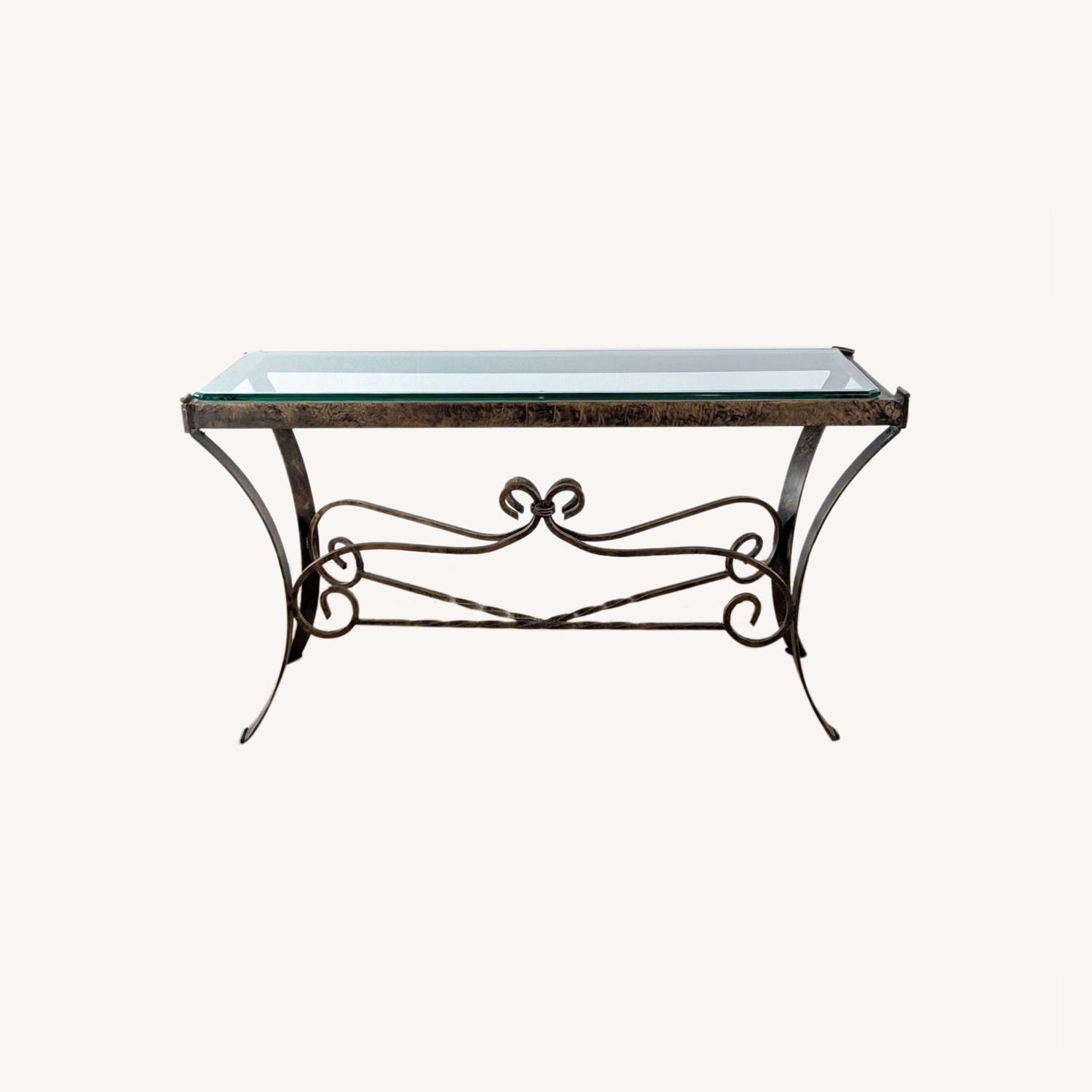 Bassett Furniture Glass Top Metal Console Table - image-0