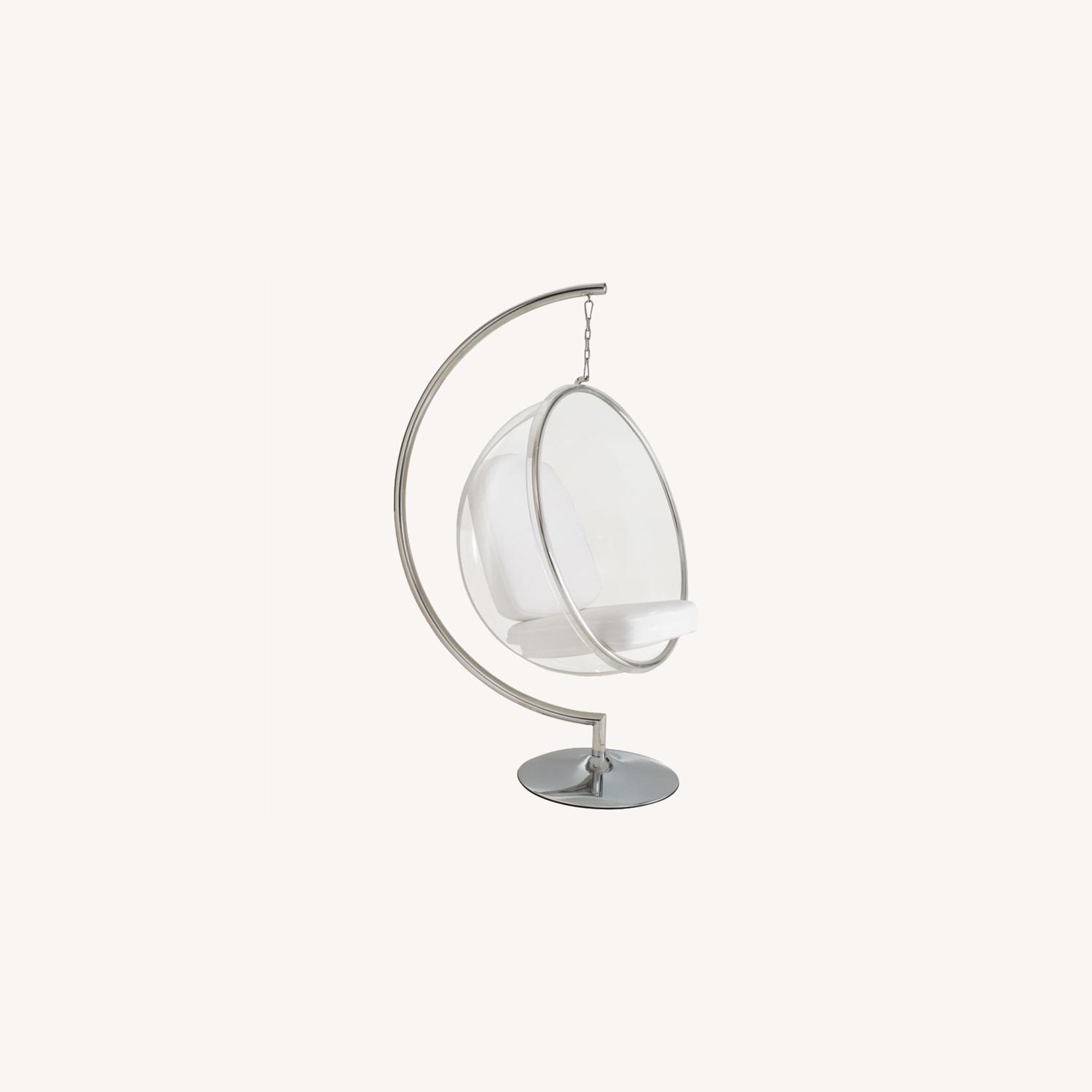 Chrome Hanging Bubble Chair with Stand AptDeco