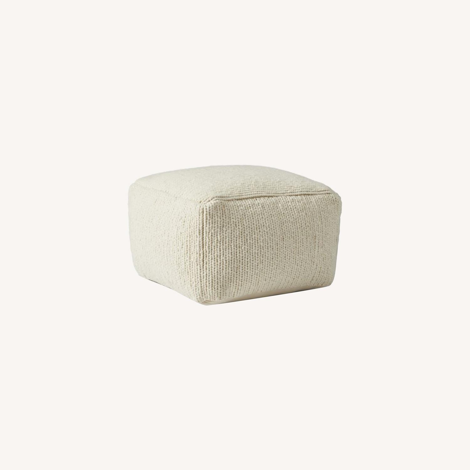 West Elm Mini Twist Pouf, 22"x22"x13", Alabaster AptDeco