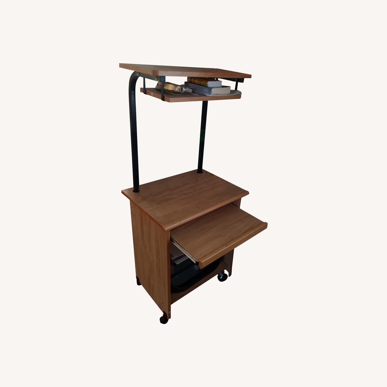 Computer Desk with Wheels and Storage - image-0