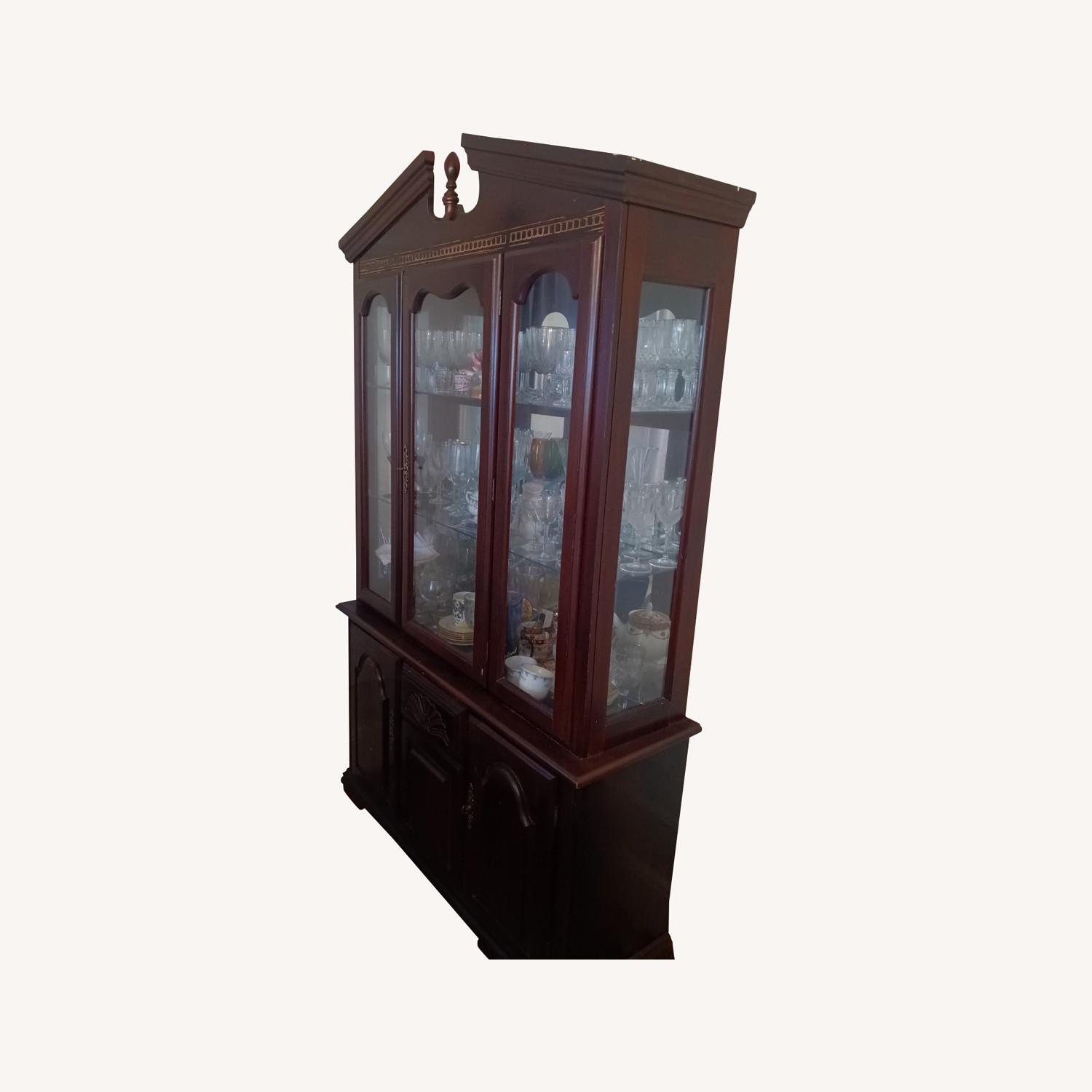 Fine Dishware Cabinet - Dark Oak Wood - image-0