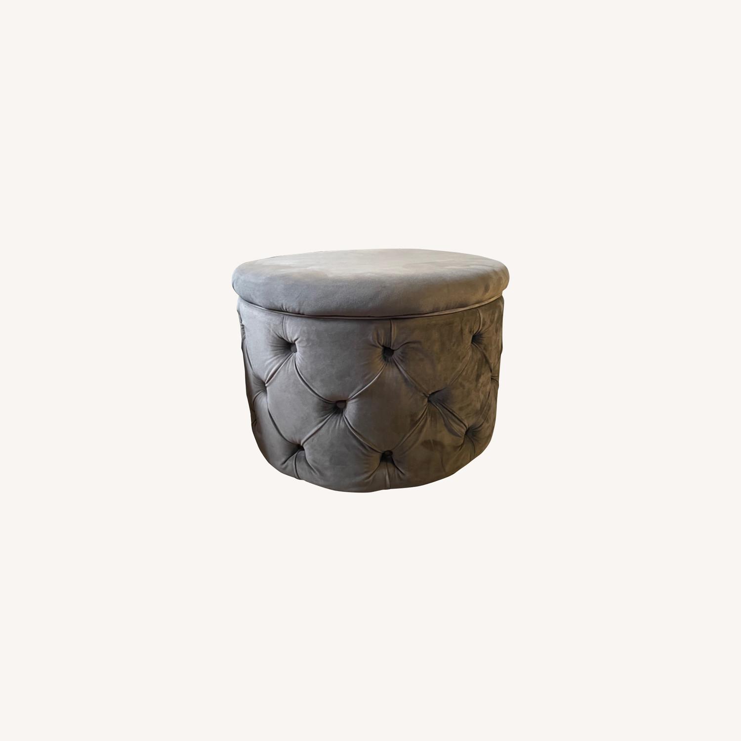 Gray Storage Ottoman - image-0