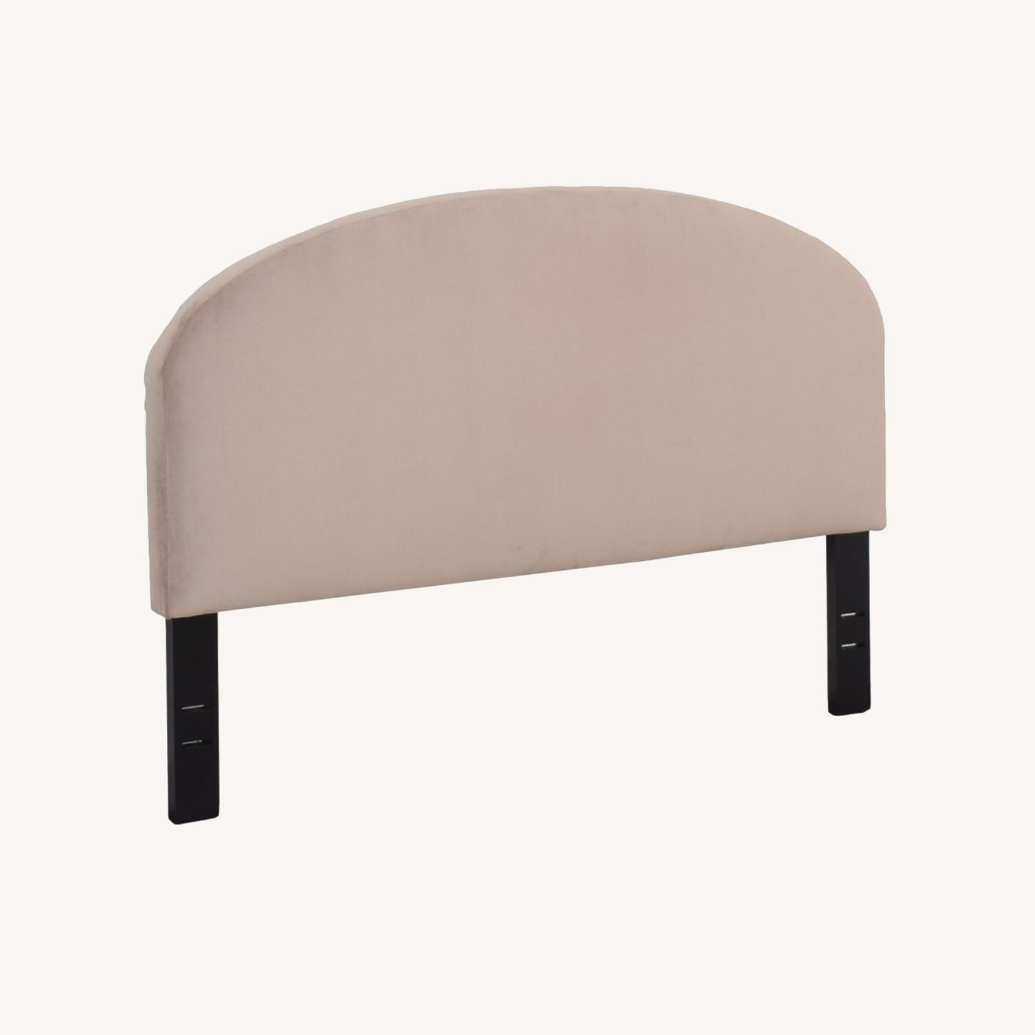 West Elm Queen Curved Headboard Dusty Blush Velvet - image-0