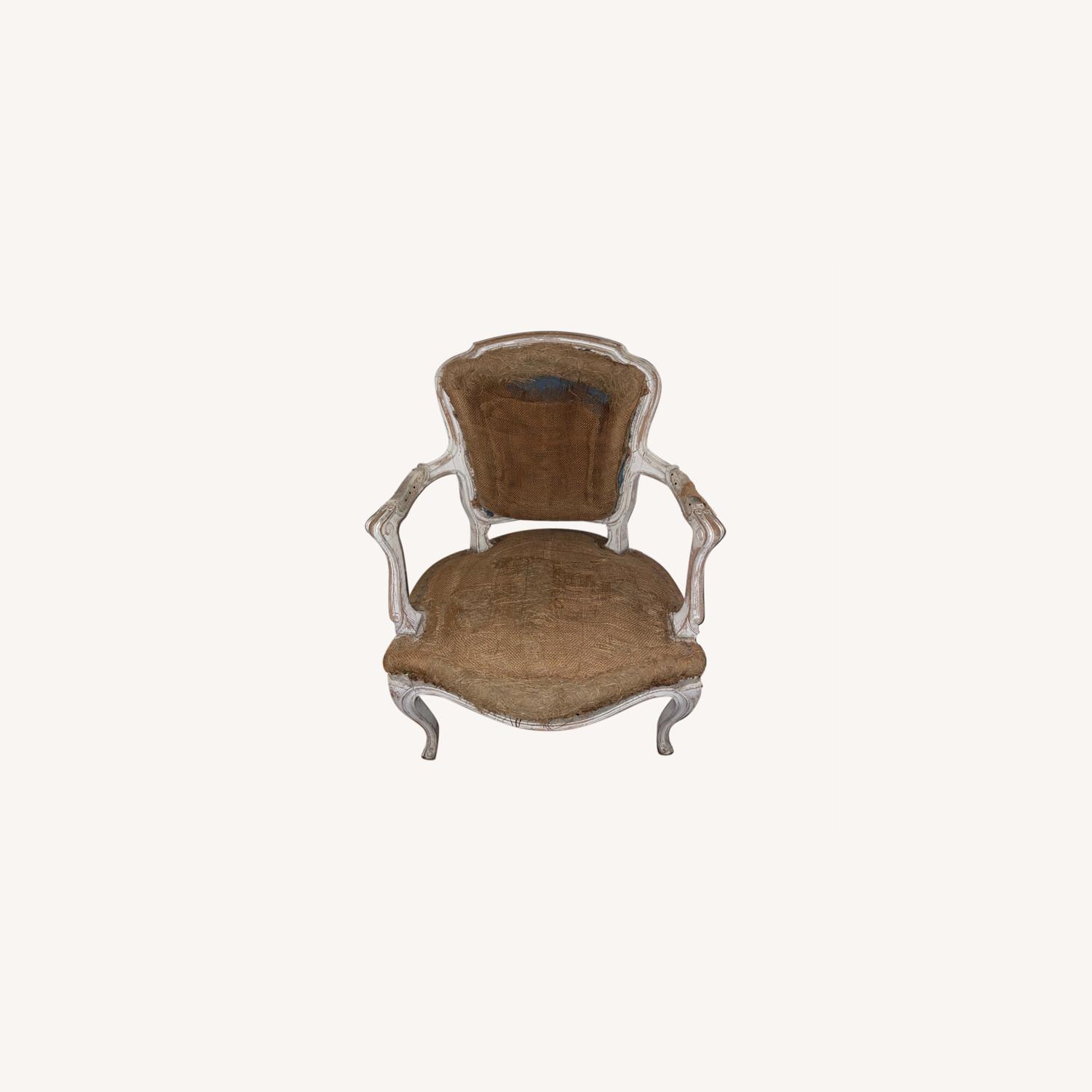 ABC Home Louis XV Distressed Linen Armchair - image-0