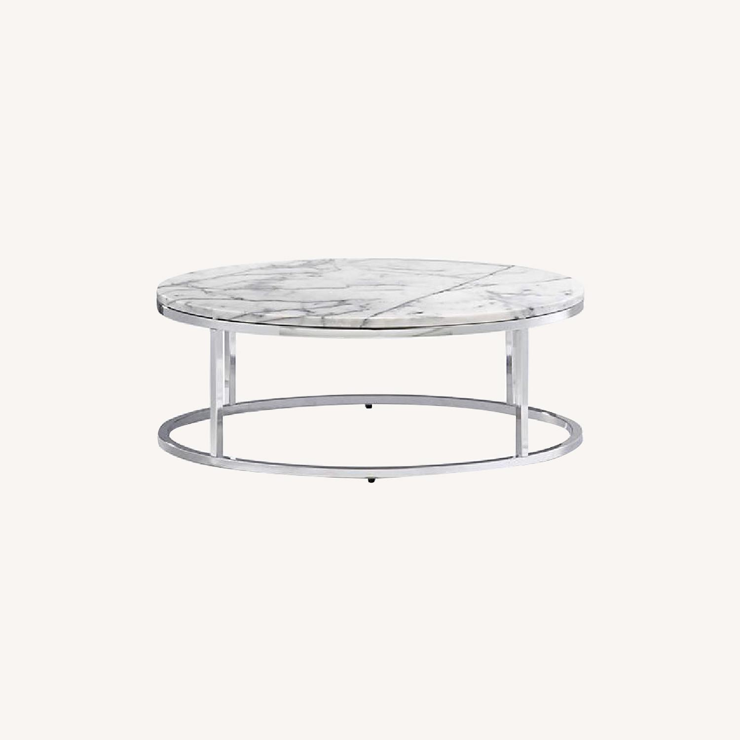 CB2 Smart Round Marble Top Coffee Table AptDeco