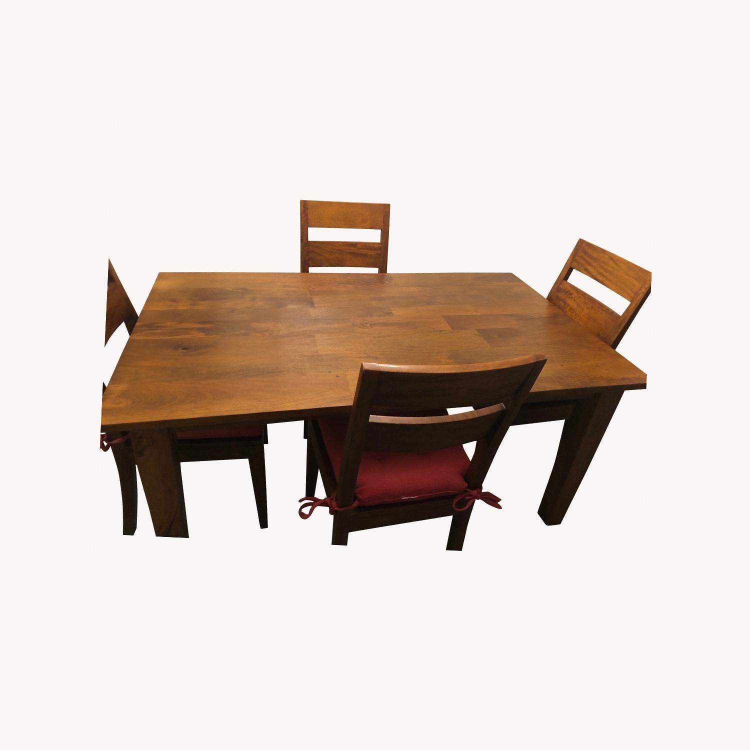 Crate & Barrel Solid Wood 65" Dining Table with 6 Chairs AptDeco