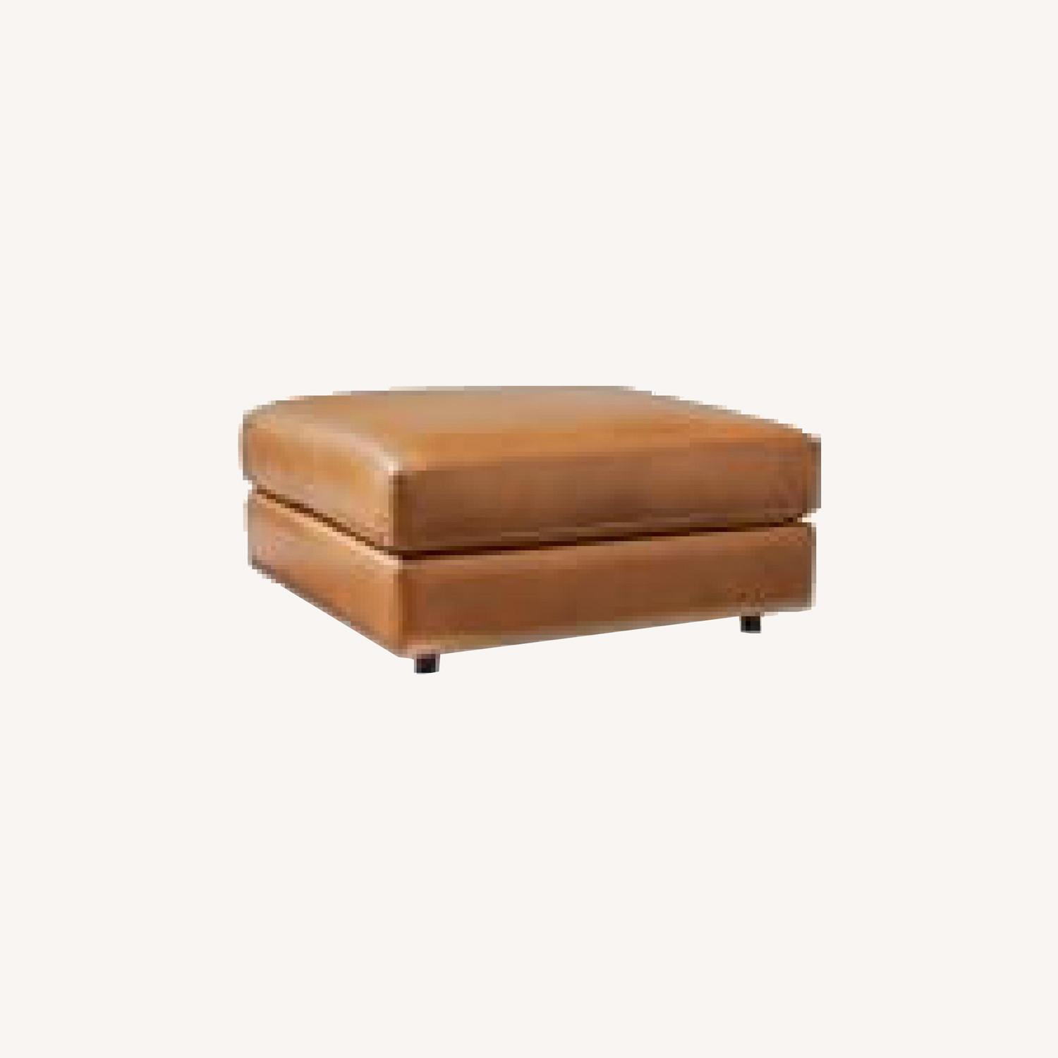 West Elm Leather Ottoman - image-0