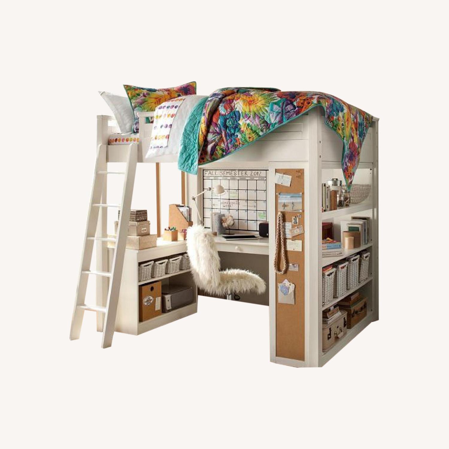 Pottery Barn Loft Bed with Bulletin Board AptDeco