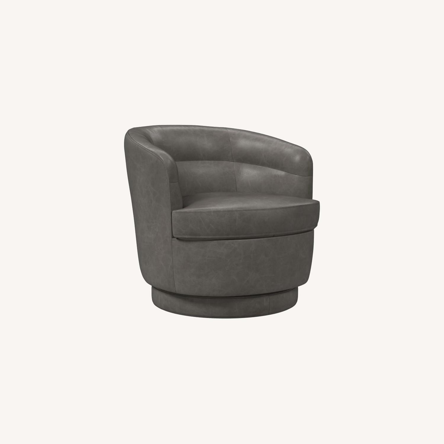 West Elm Viv Swivel Chair, Poly, Ludlow Leather AptDeco
