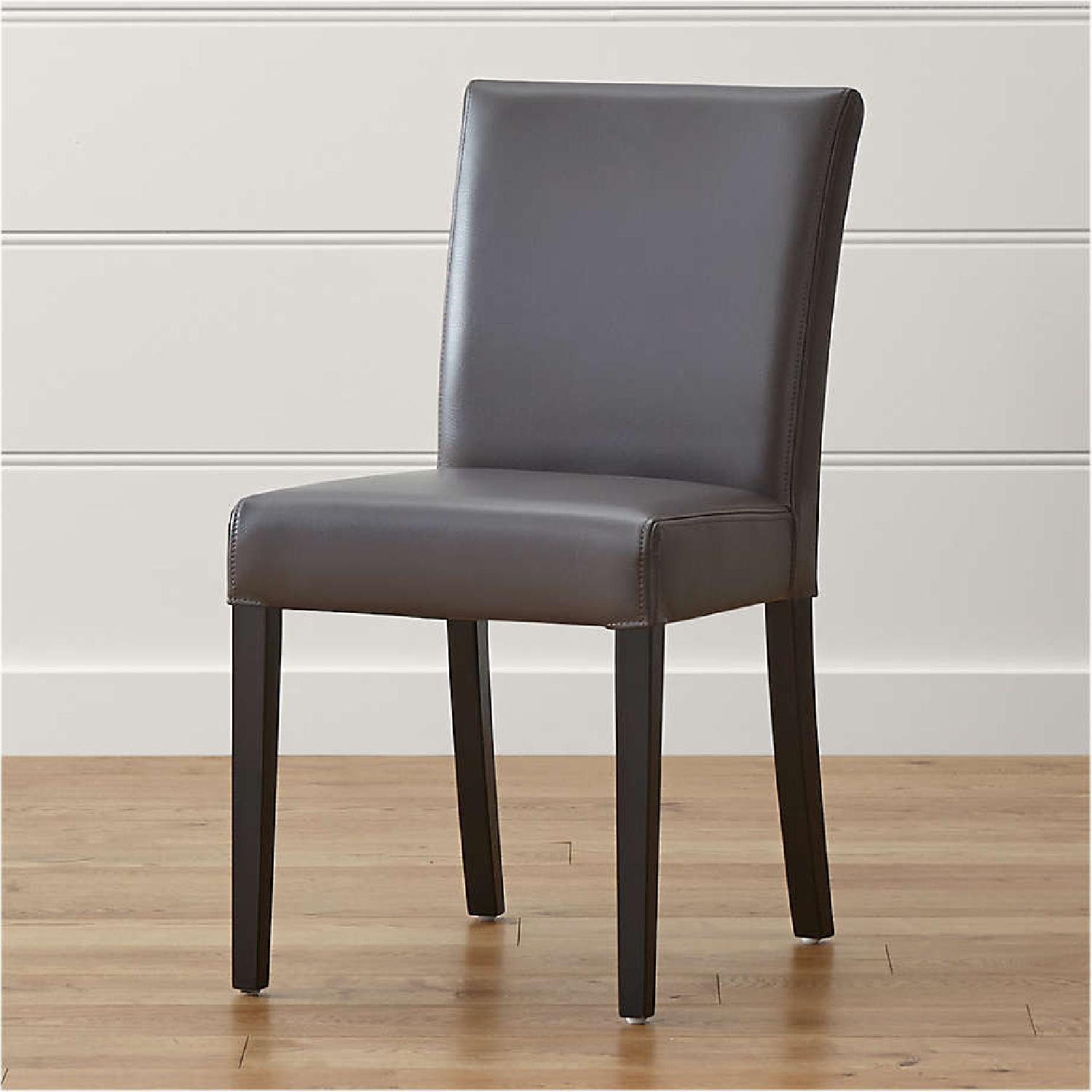 Crate & Barrel Lowe Brown Leather Dining Chairs - image-4