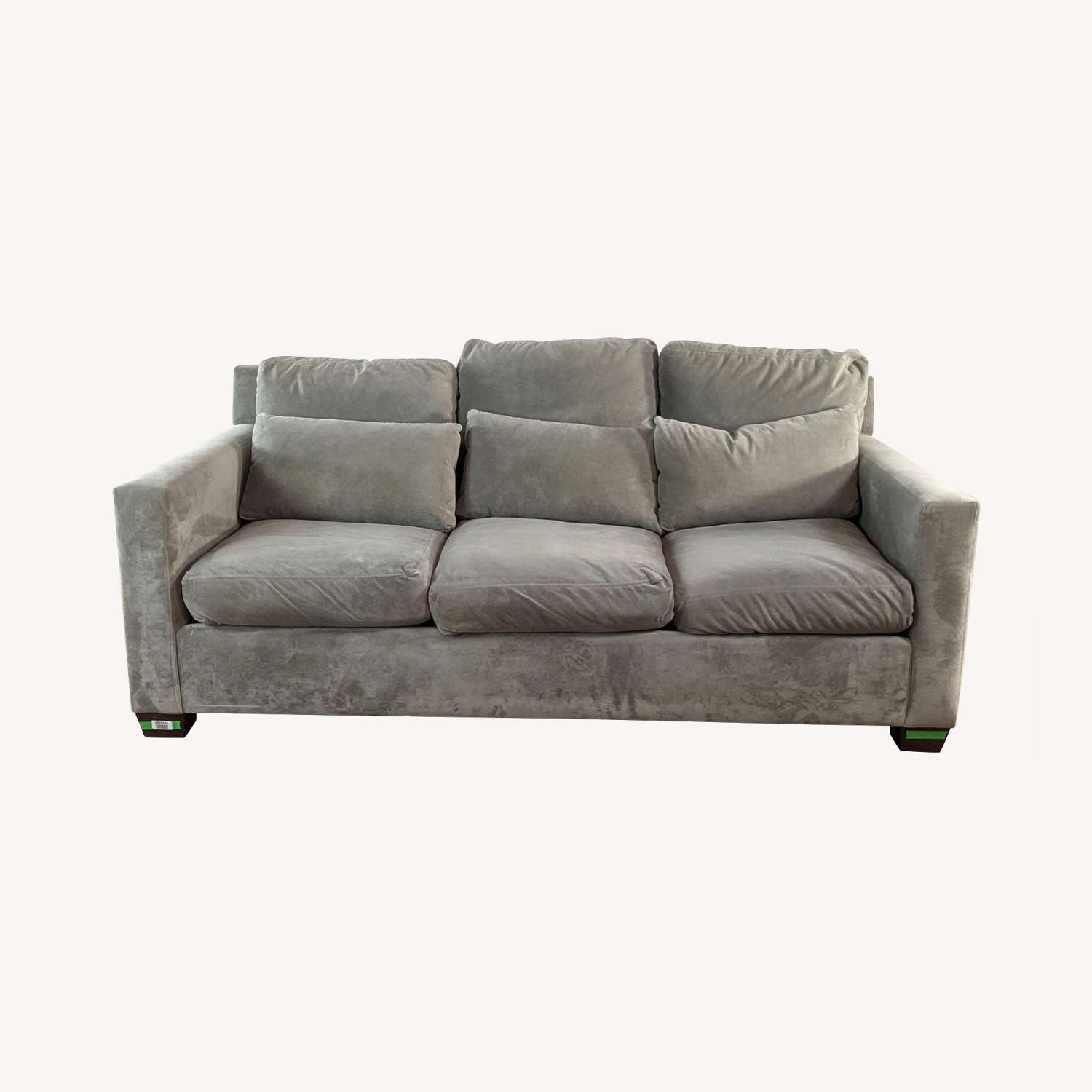 Pottery Barn Custom Gray Microfiber Couch AptDeco