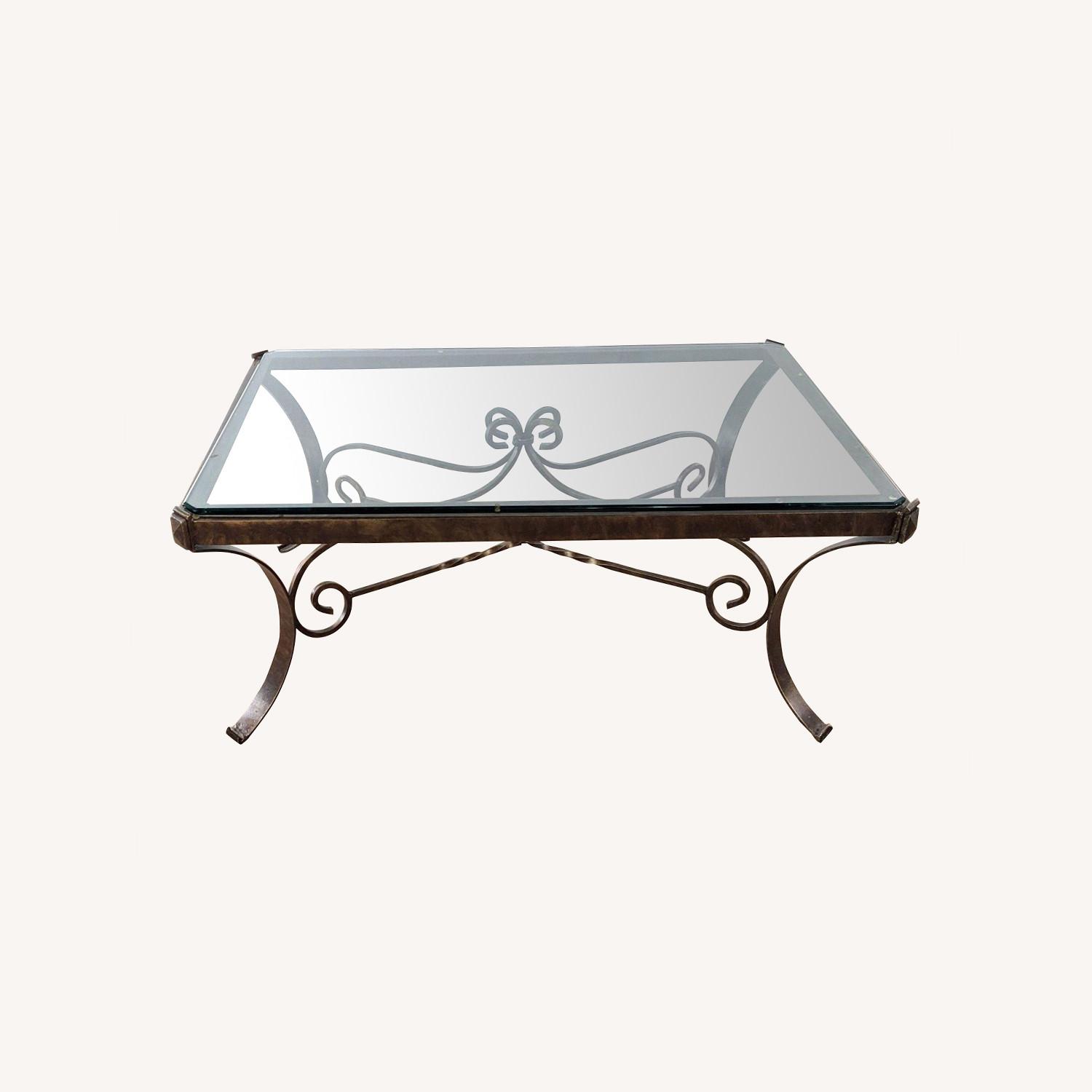 Bassett Furniture Glass Top Metal Coffee Table - image-0