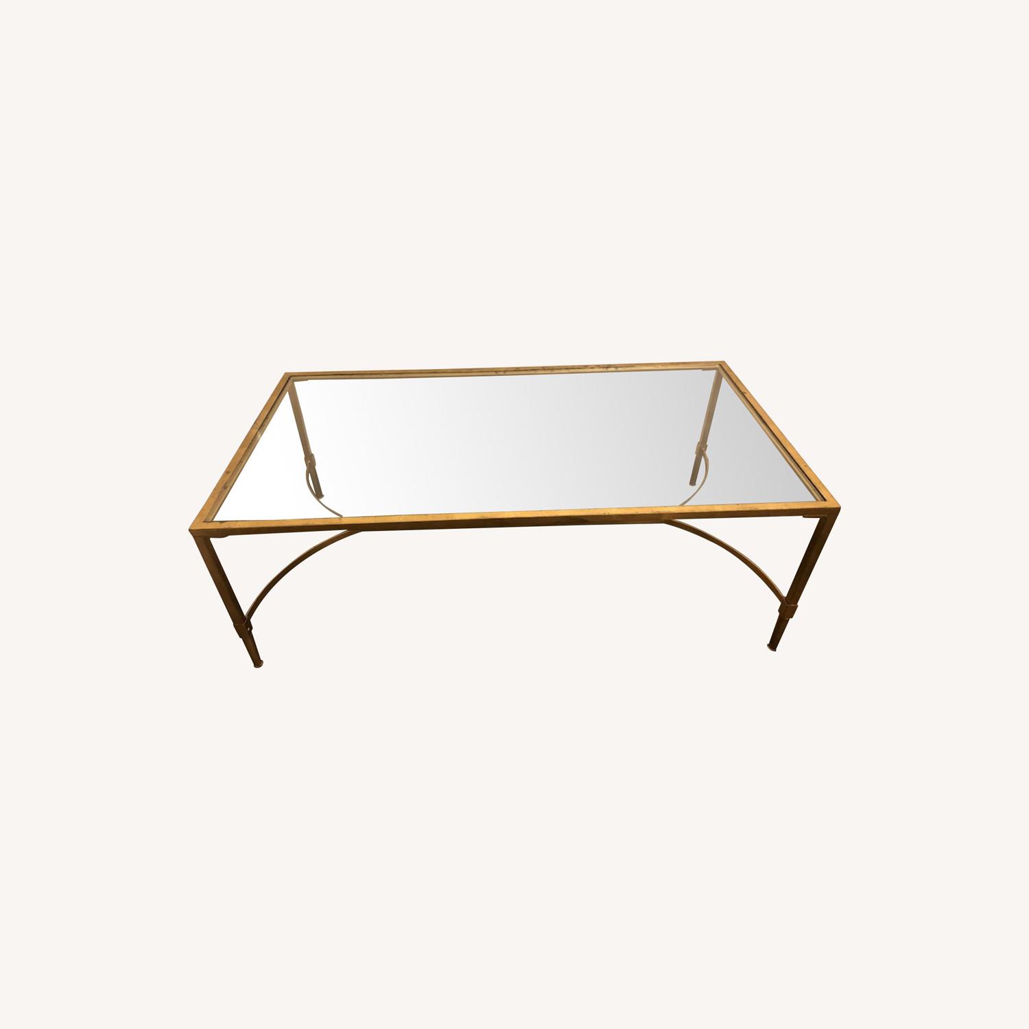 Brushed Gold Glass Top Coffee Table - image-0